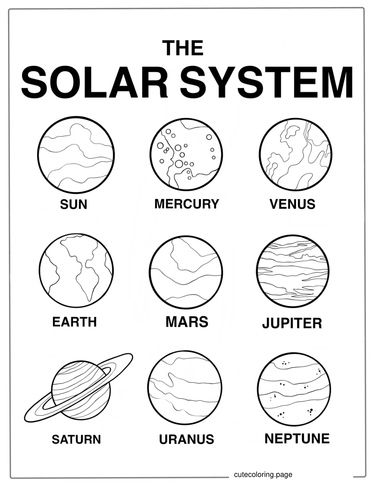 Planets In The Solar System To Color coloring page