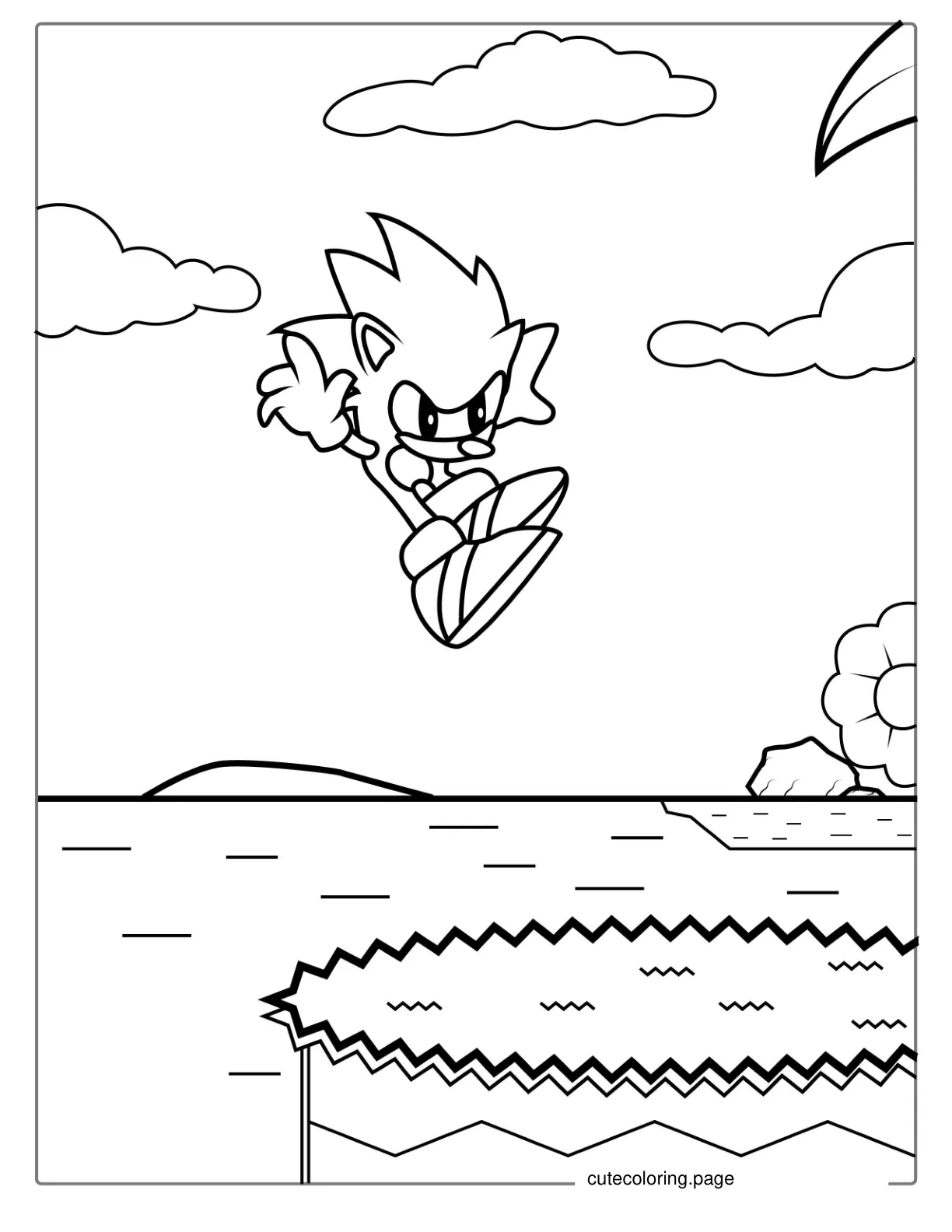 2D Retro Sonic Coloring Page coloring page