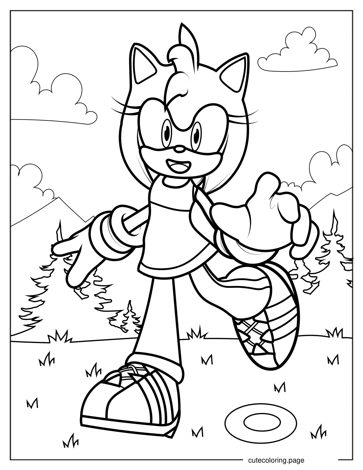 Amy Rose In Green Hill V2 coloring page