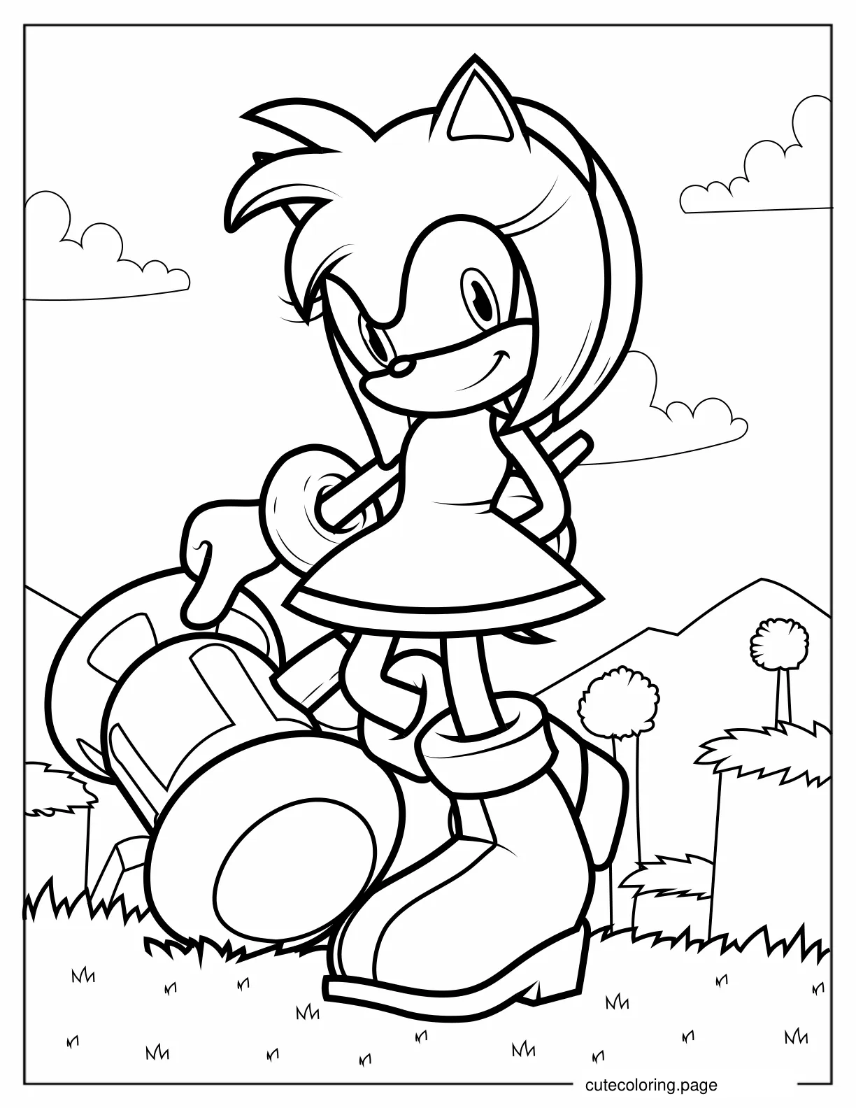 Amy Rose In Super Smash Bros Coloring Sheet coloring page