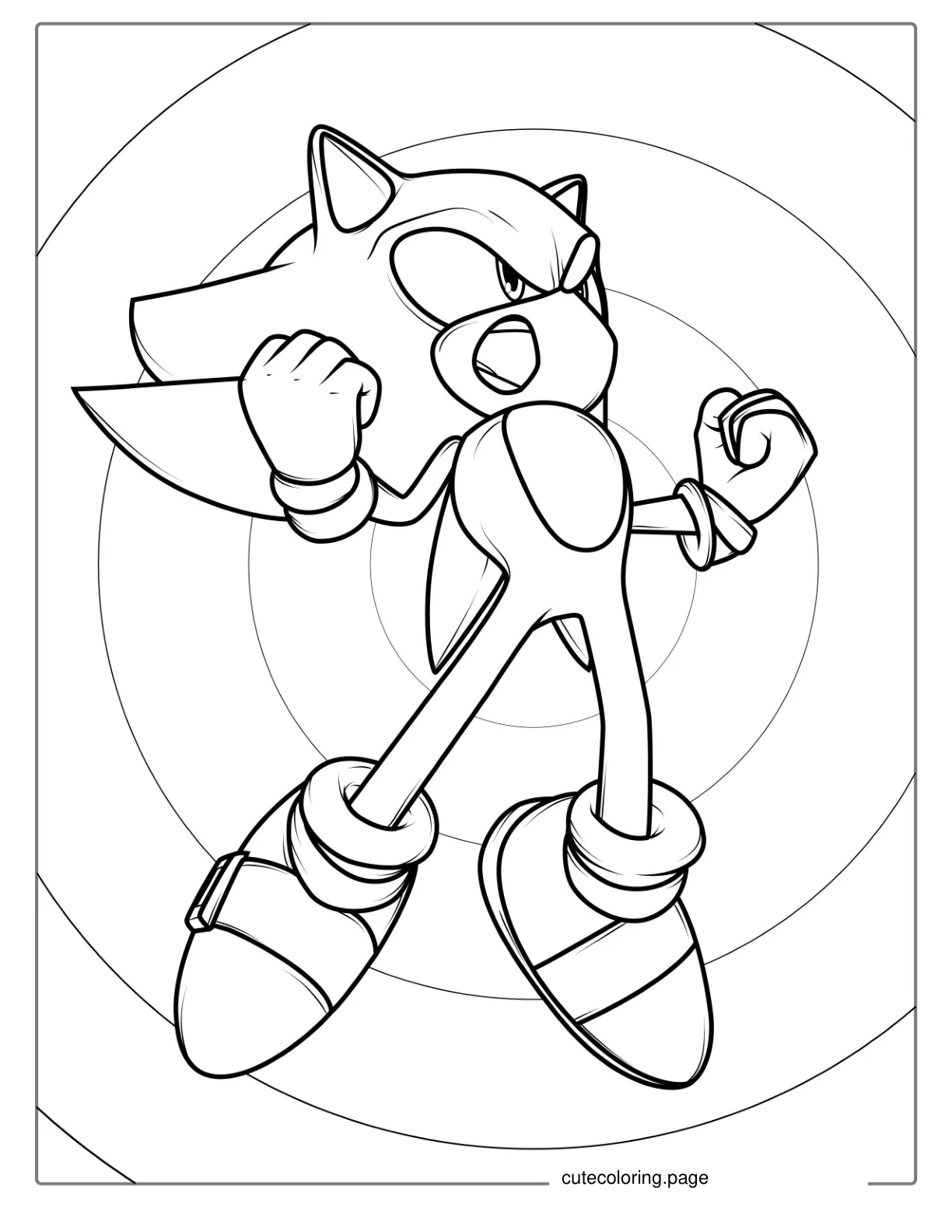 Angry Sonic To Color coloring page