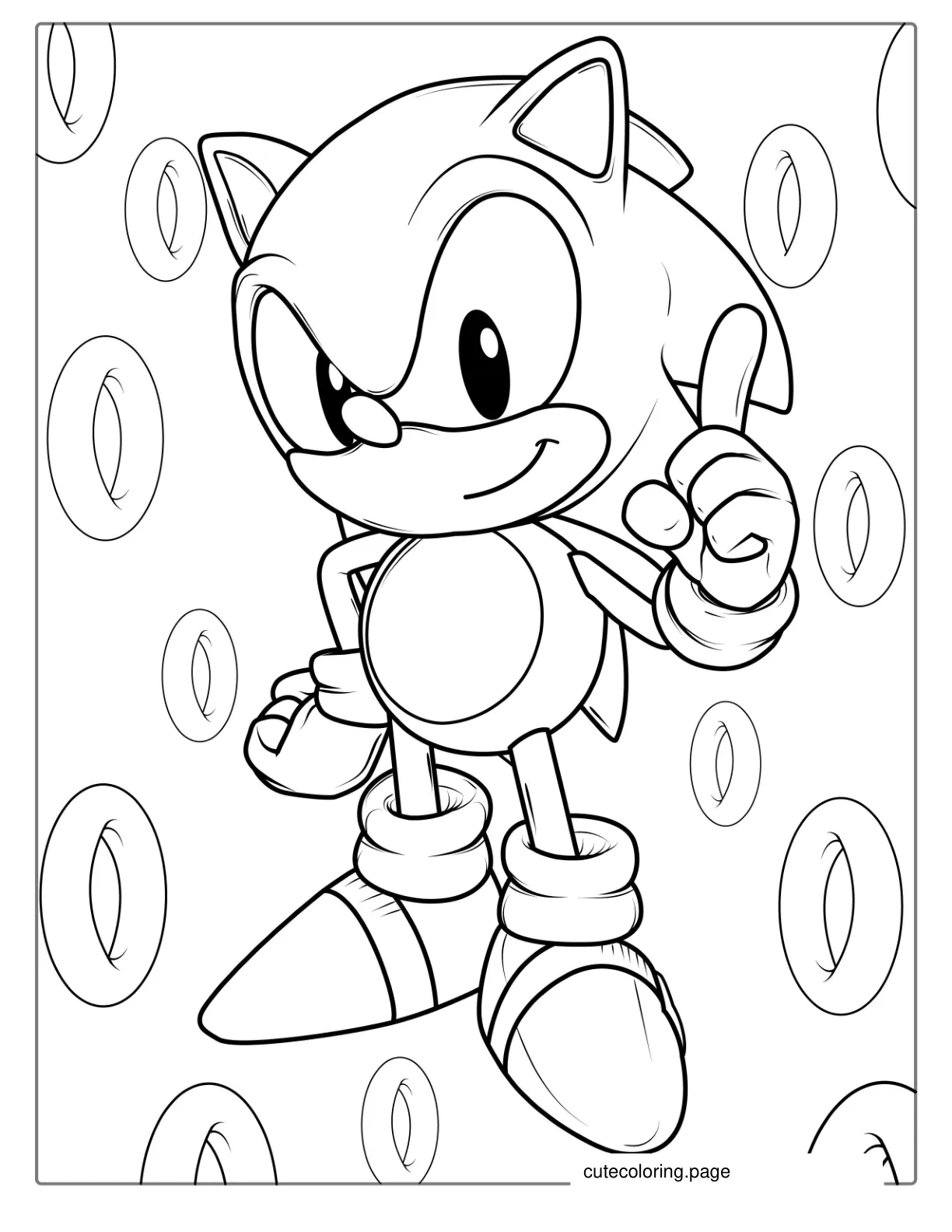 Baby Sonic With Rings To Color coloring page