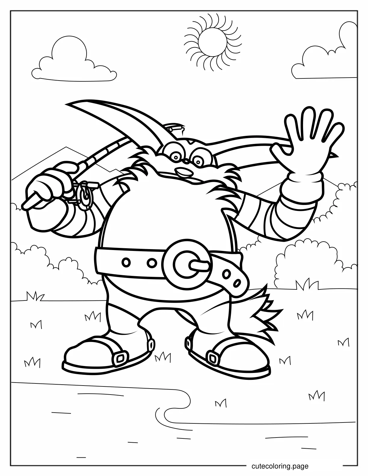 Big the Cat Waving Coloring In coloring page