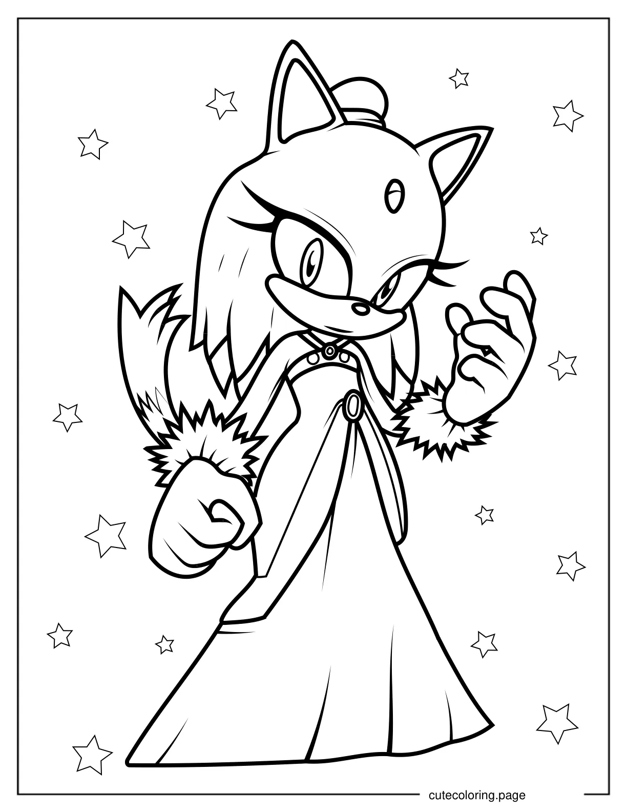 Blaze the Cat Wearing Gown Coloring In V2 coloring page