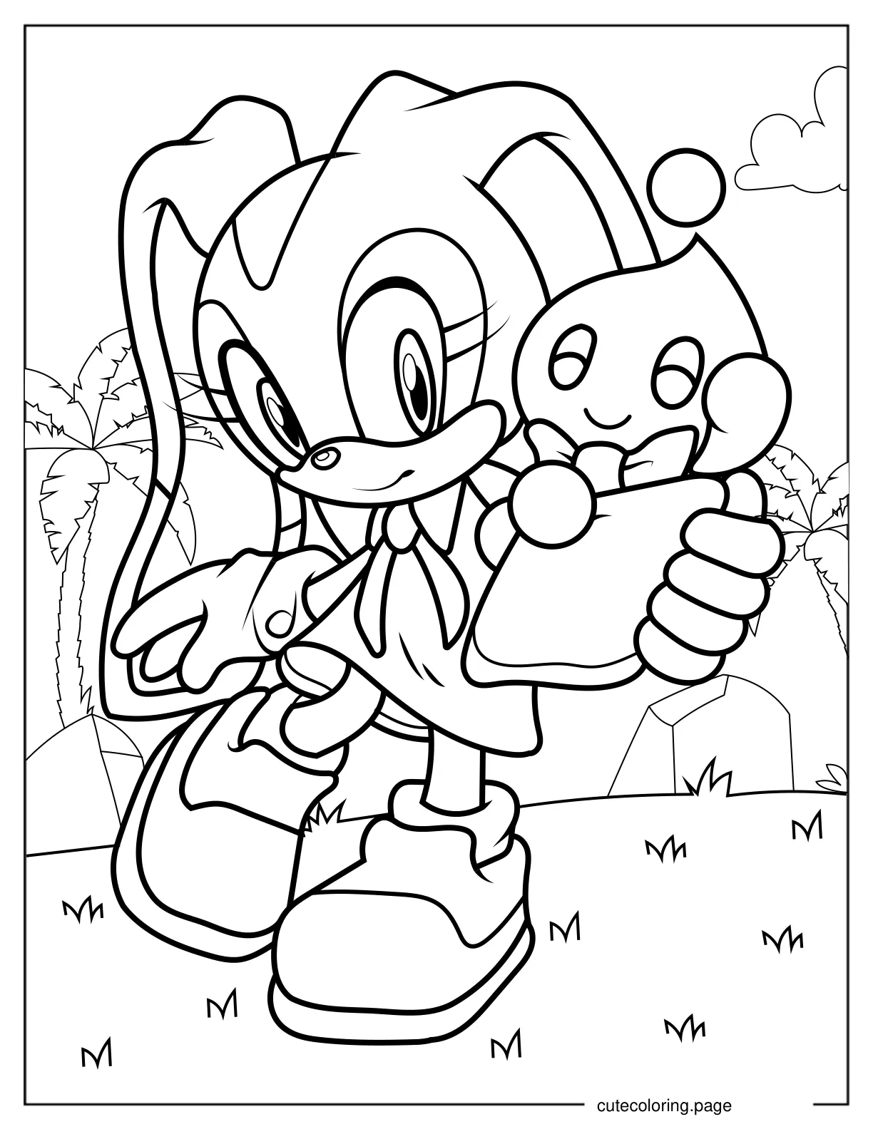 Cream the Rabbit Holding Toy Coloring In V2 coloring page