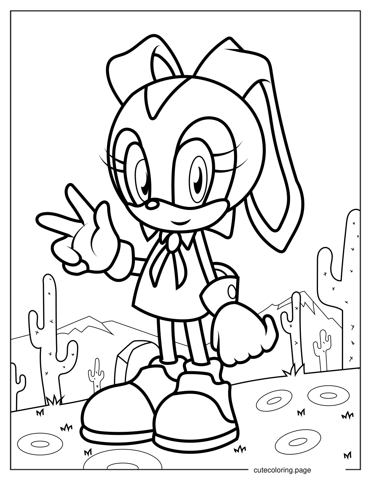 Cream the Rabbit In The Desert Coloring Sheet V2 coloring page