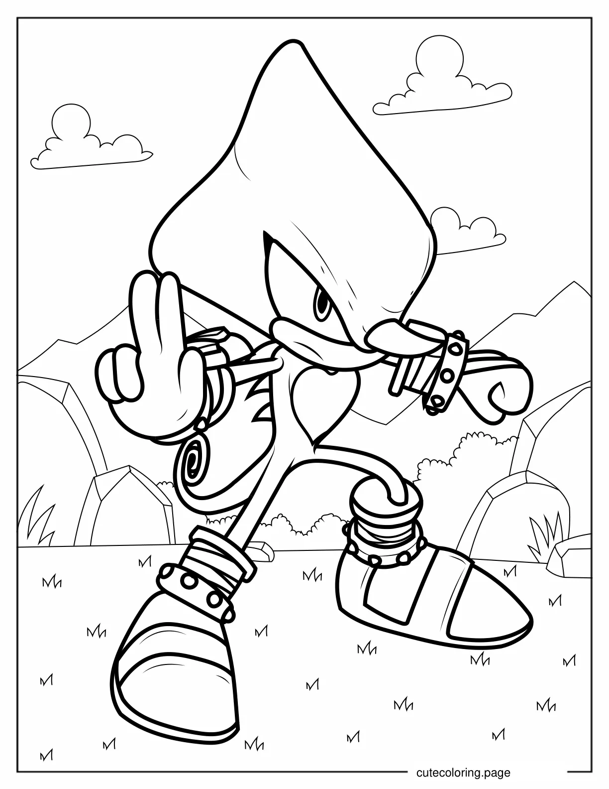 Espio the Chameleon Fighting Stance Coloring Page coloring page