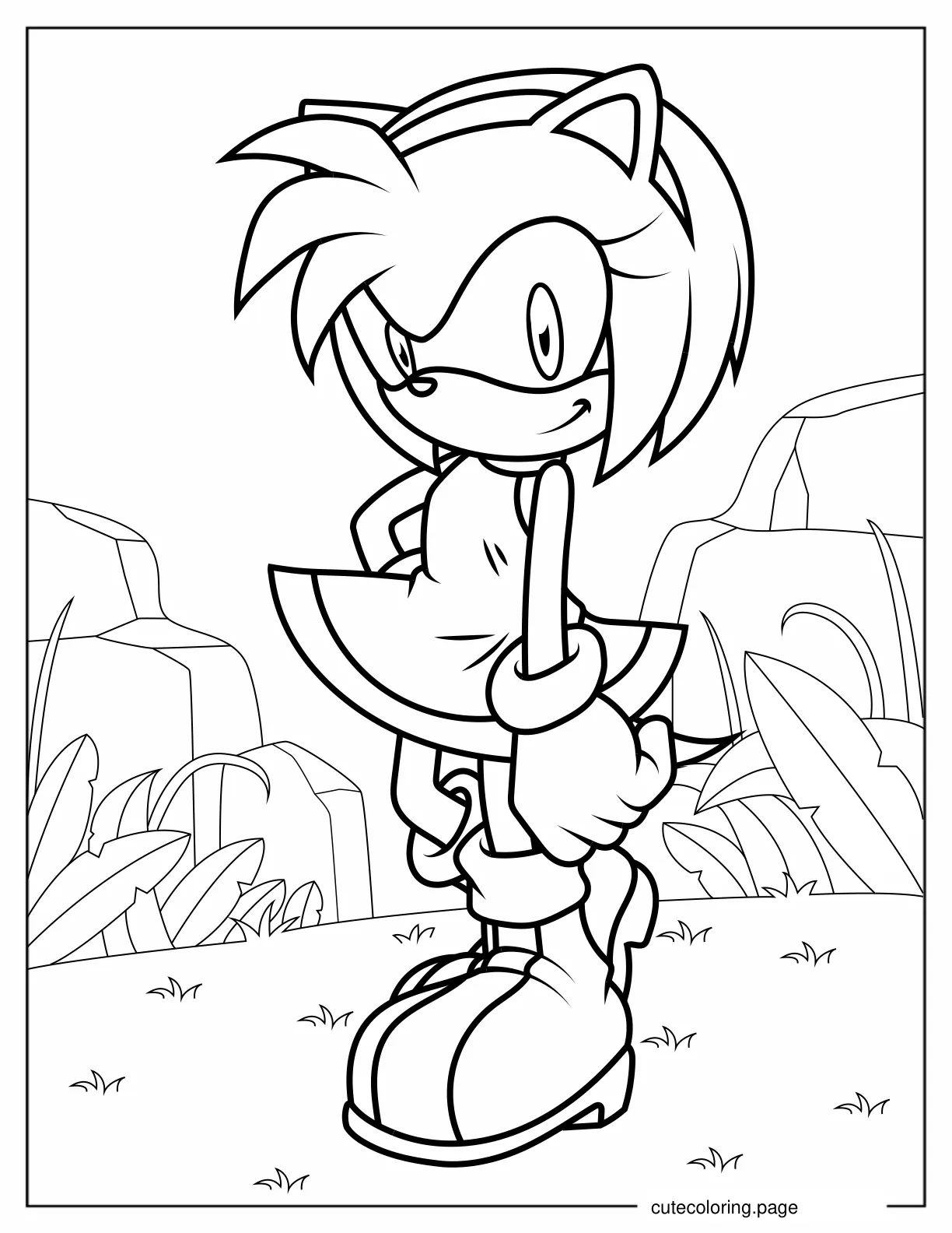 Kawaii Amy Rose Coloring Sheet For Kids coloring page