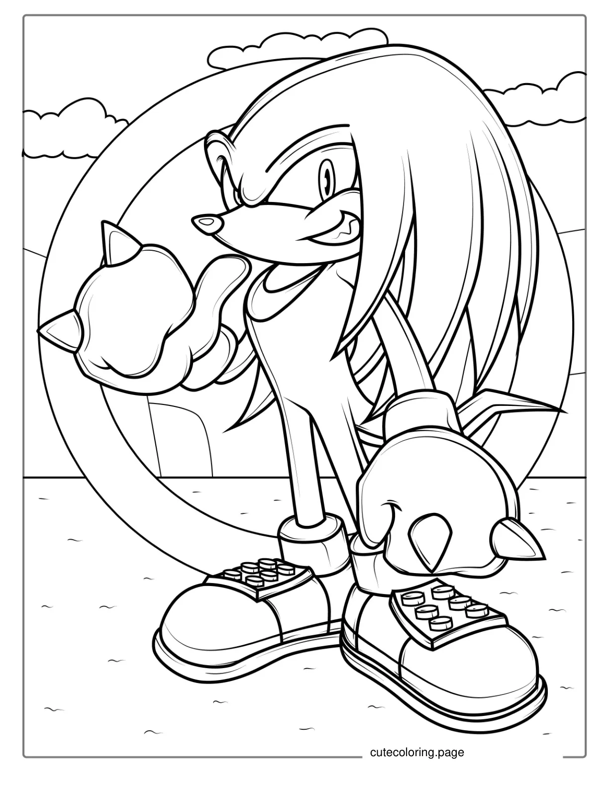 Knuckles From Sonic Coloring Sheet coloring page