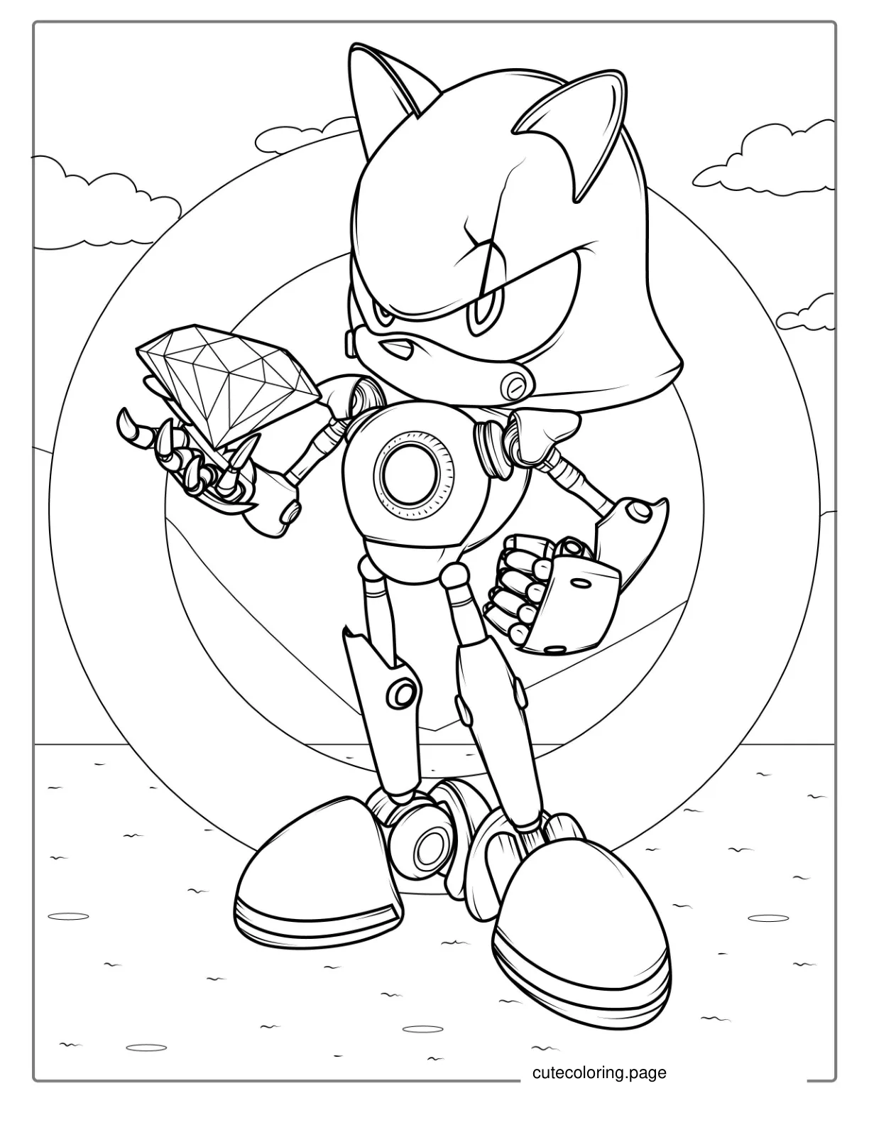 Metal Sonic Holding Diamond To Color coloring page