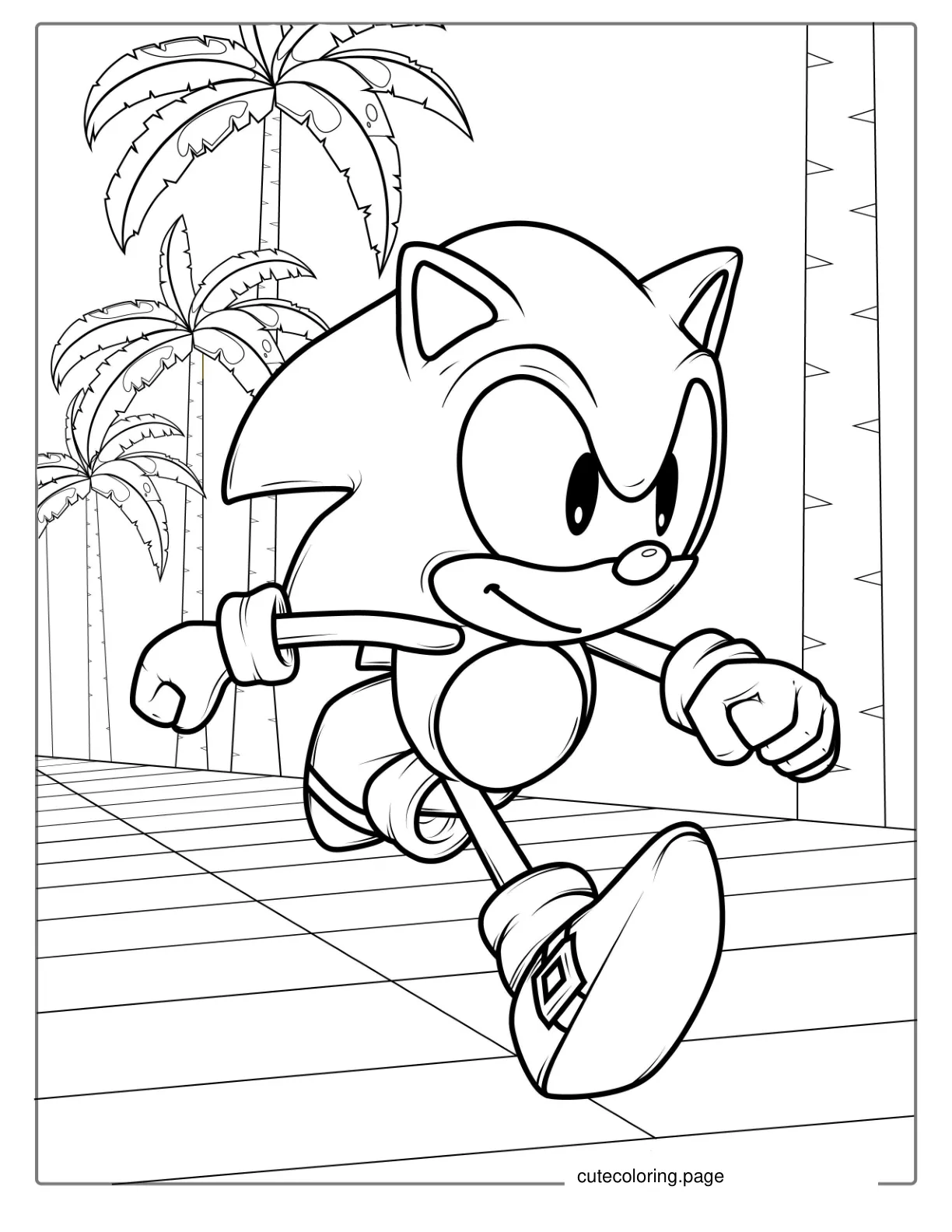 Running Sonic In Video Game coloring page