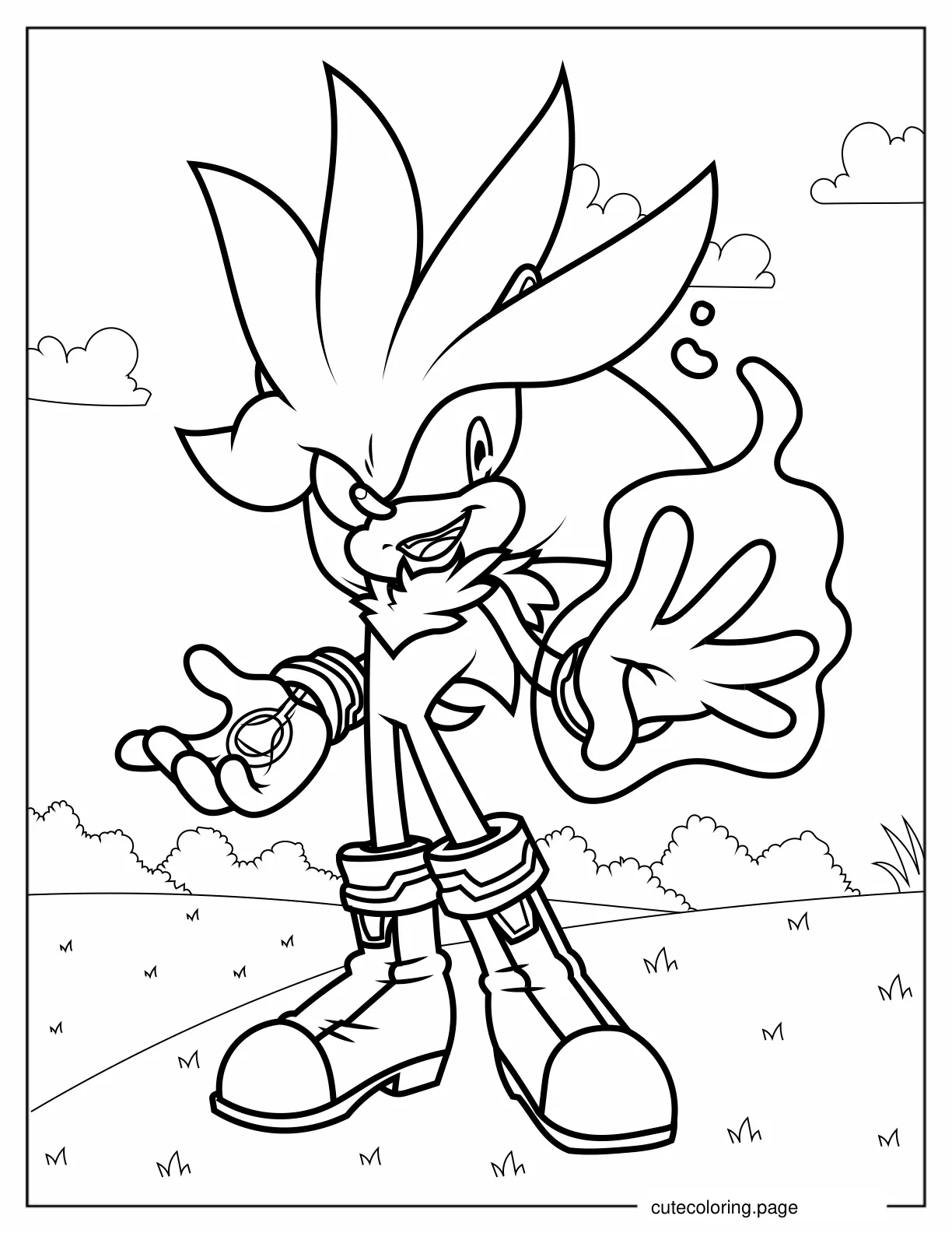 Silver the Hedgehog Coloring Sheet coloring page