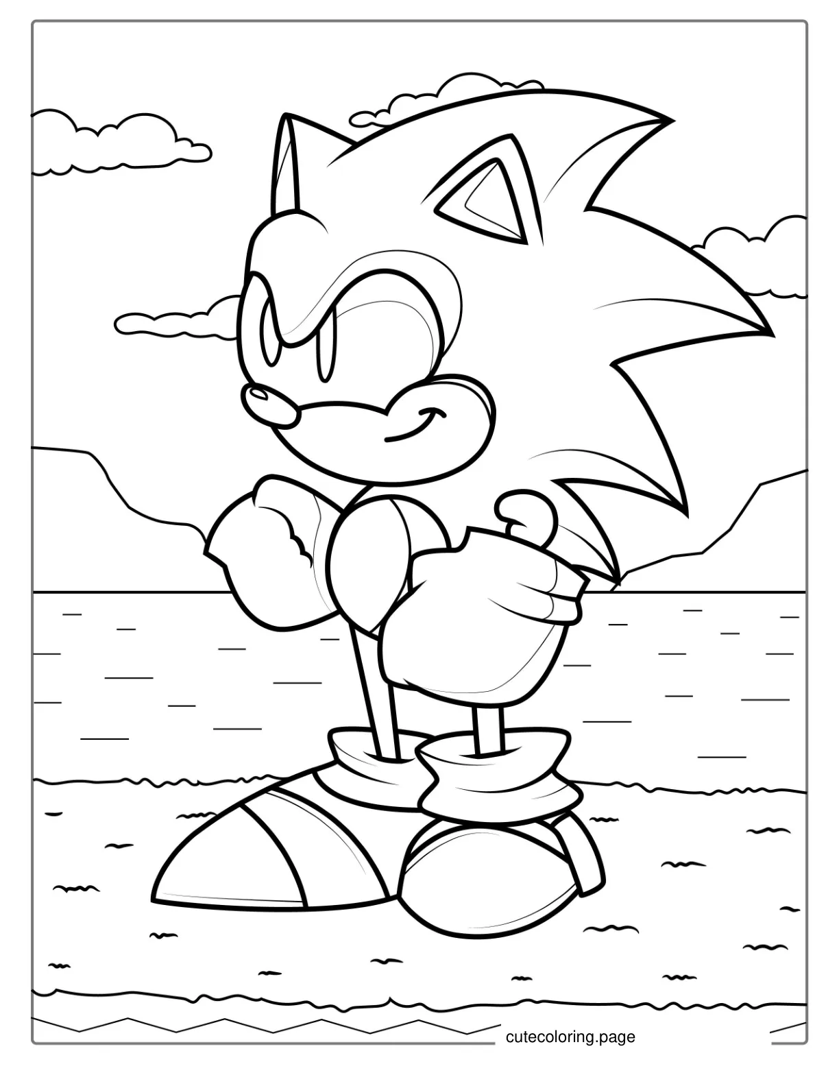 Simple Outline Of Sonic To Color coloring page