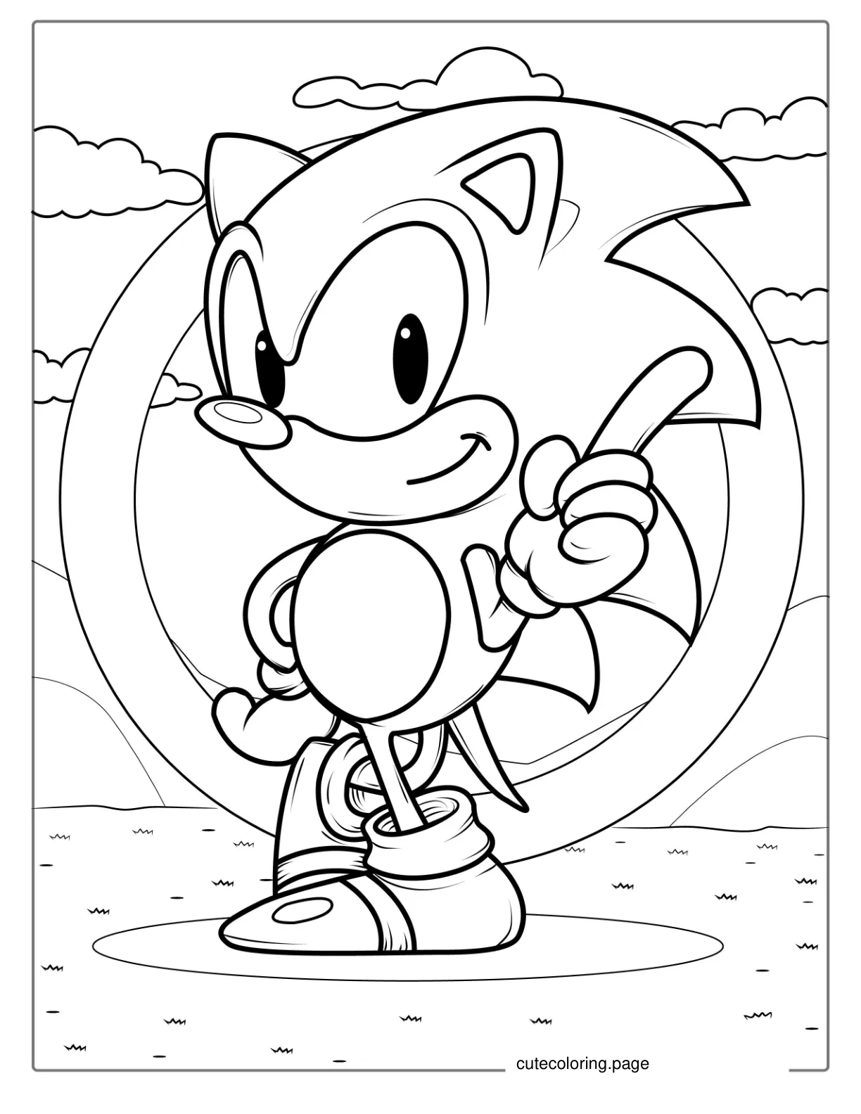 Smiling Sonic Coloring Sheet coloring page