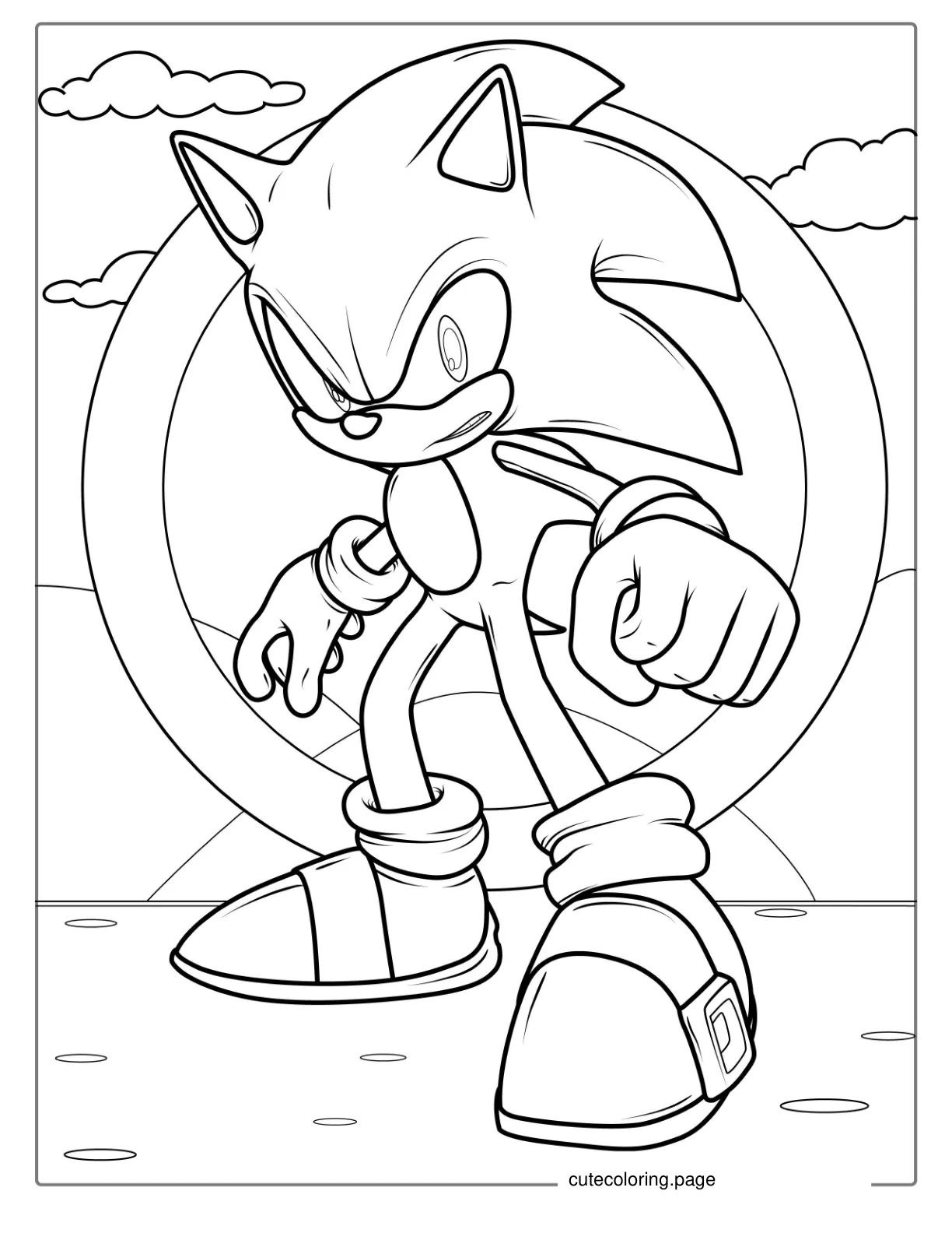 Sonic Coloring Page For Kids coloring page