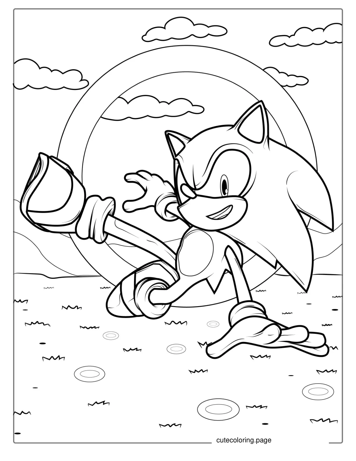 Sonic Jumping Through Ring Coloring Sheet coloring page