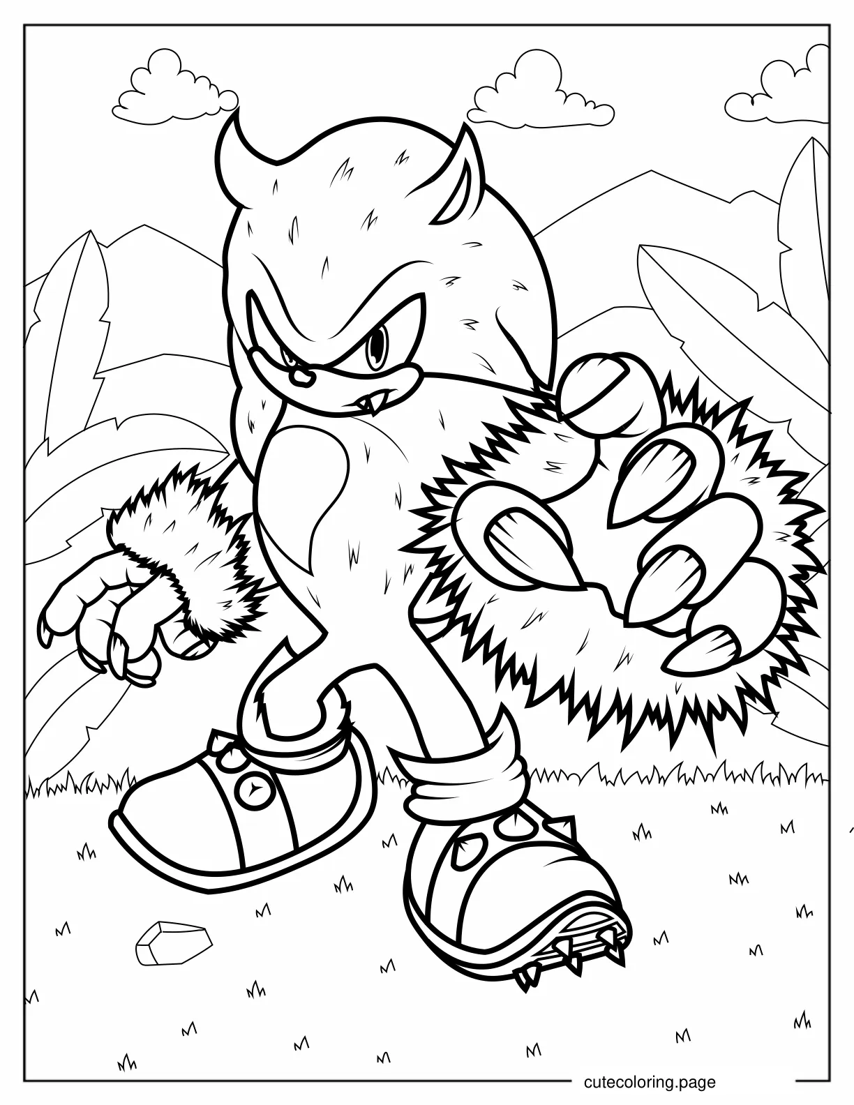 Sonic The Werehog In Fighting Stance Coloring Page coloring page