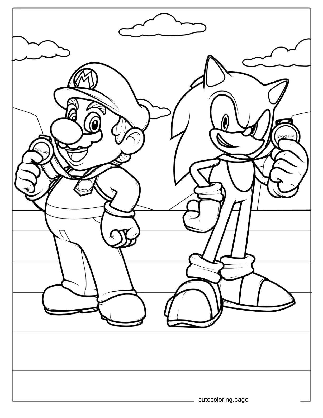 Super Sonic And Mario To Color coloring page