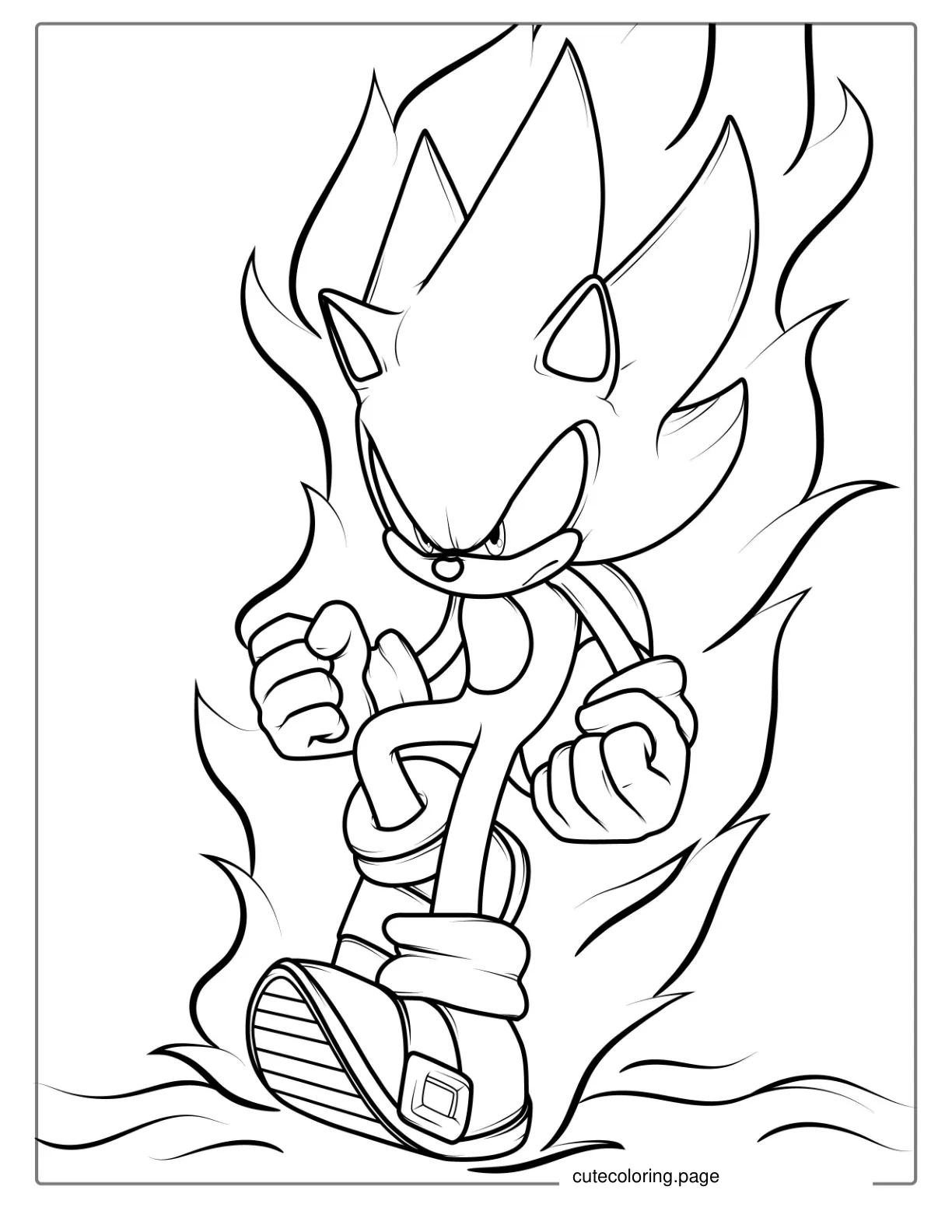 Super Sonic Coloring Page For Kids coloring page