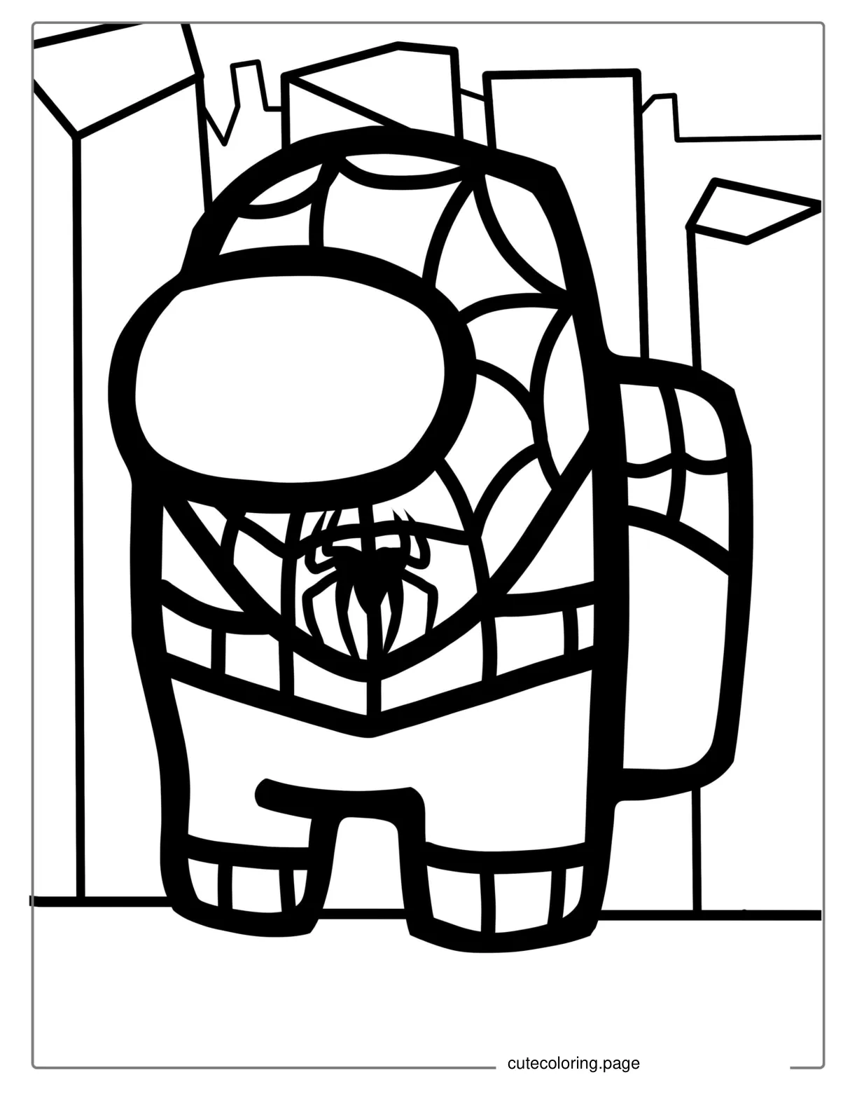 Among Us Spider Man Coloring Picture For Kids coloring page