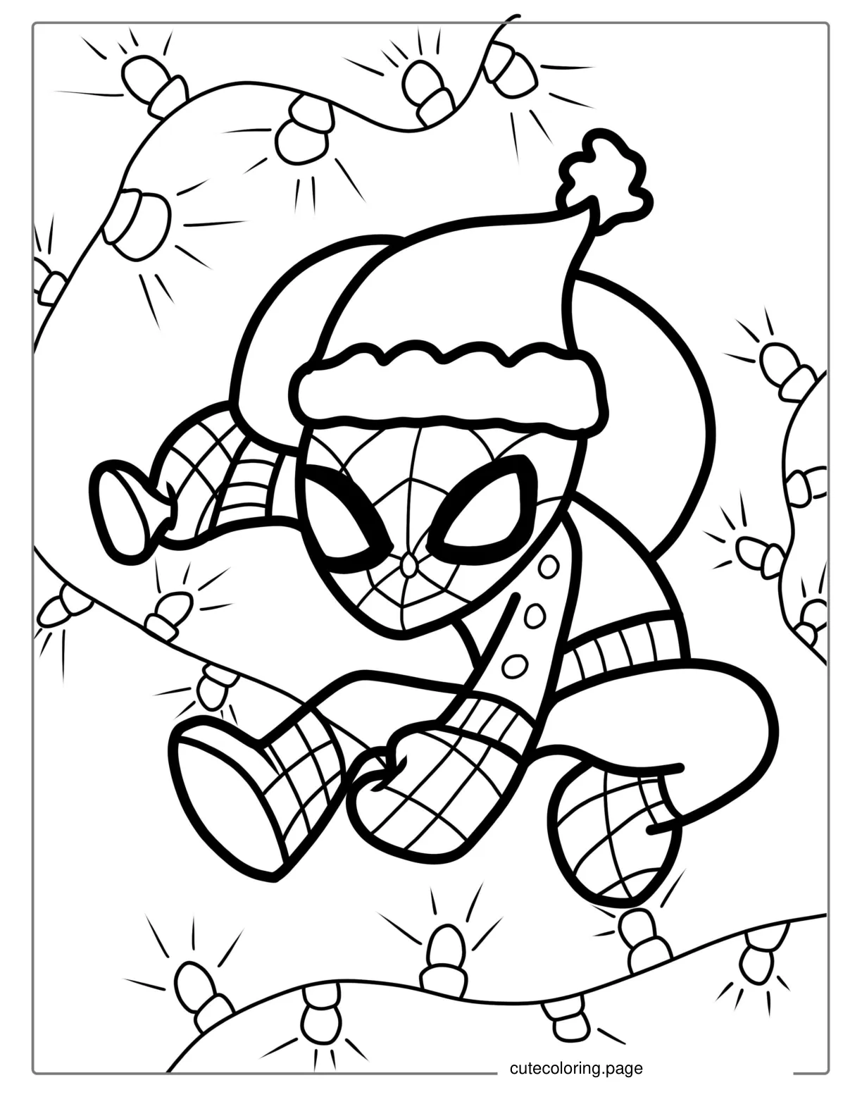 Christmas Themed Spider Man Coloring coloring page