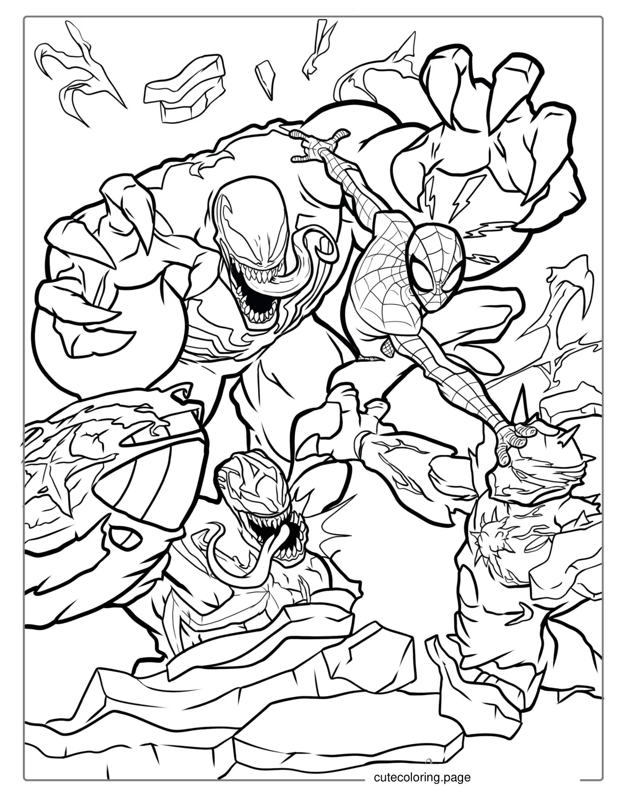 Detailed Spider Man And Venom Coloring For Adults coloring page