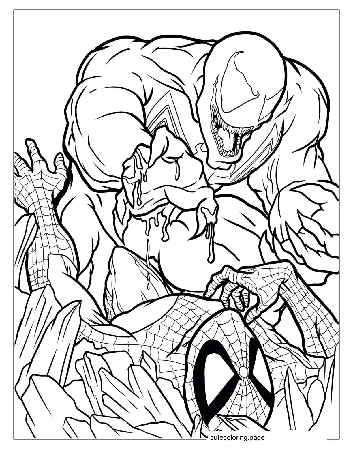 Detailed Spider Man Vs Venom Marvel coloring page