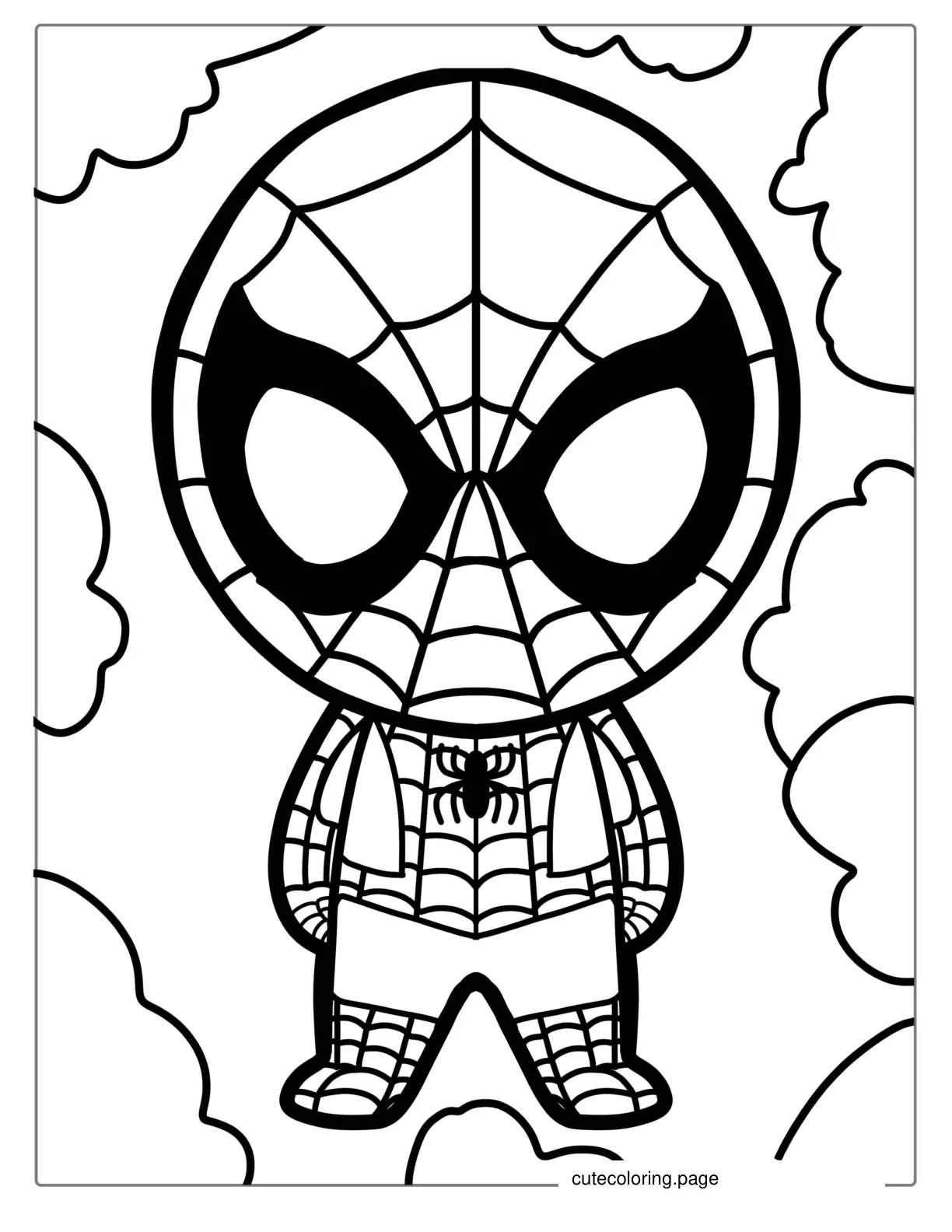 Easy Cartoon Spider Man Coloring Sheet For Kids coloring page