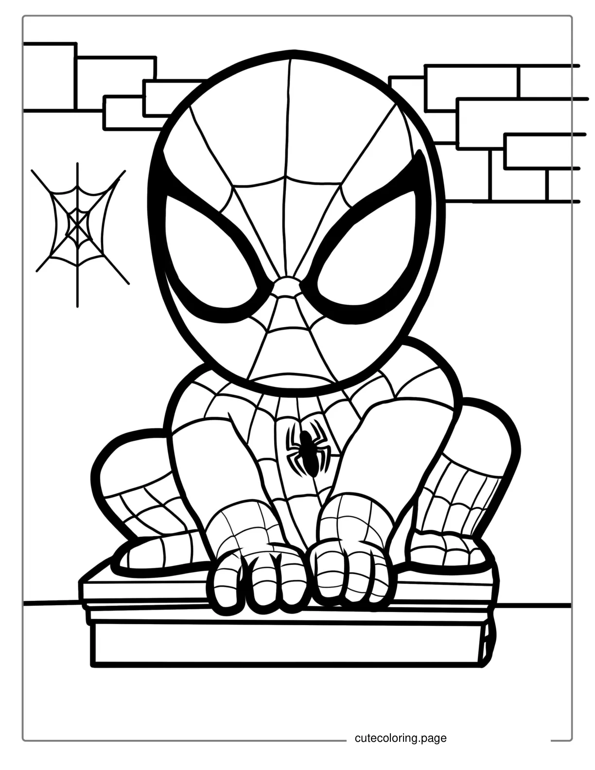 Easy Spider Man Coloring For Kids coloring page