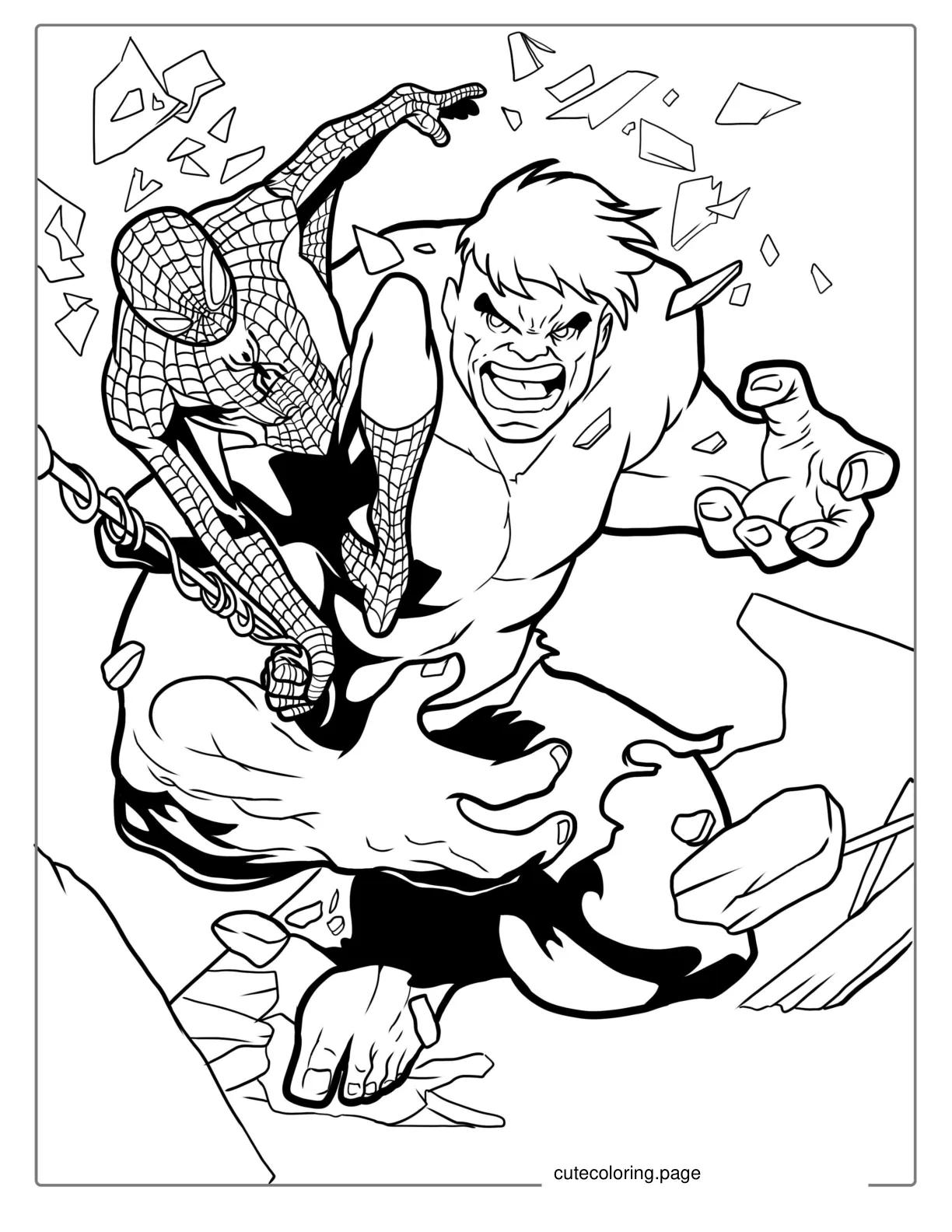 Hulk And Spider Man Coloring Page coloring page