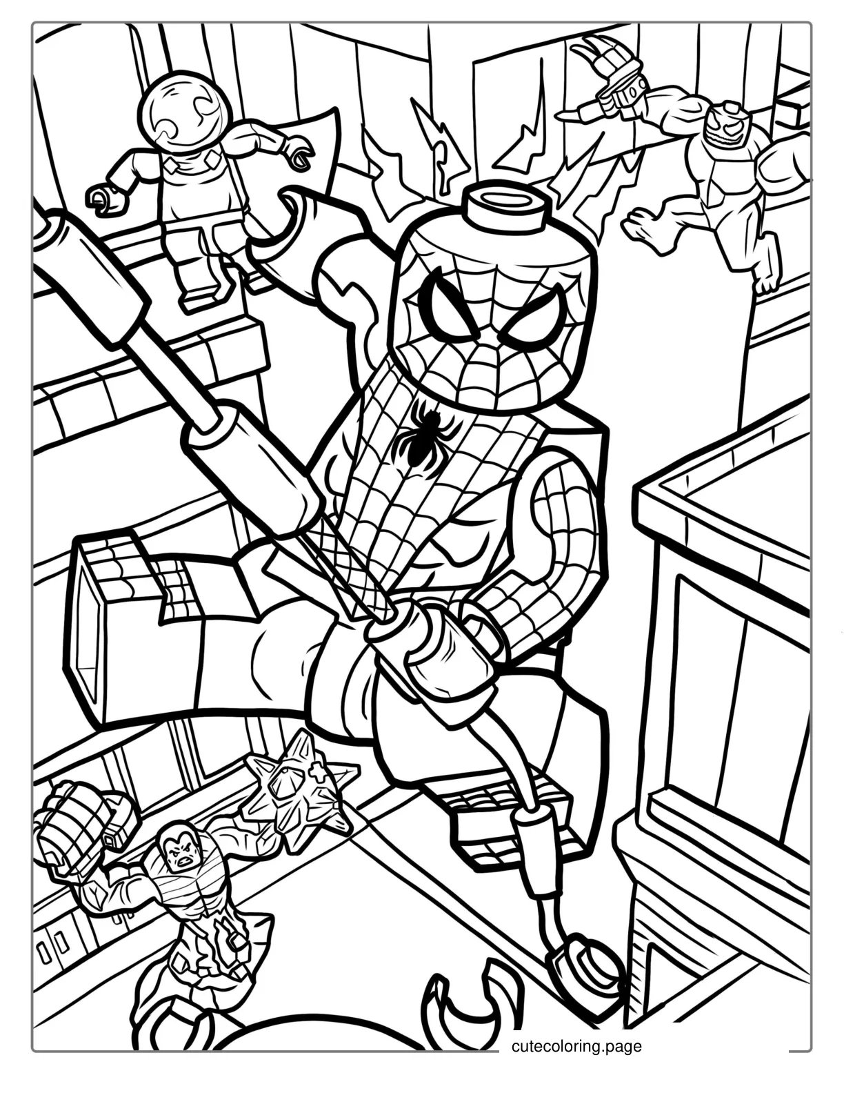 Lego Spider Man With Avengers Characters Coloring coloring page