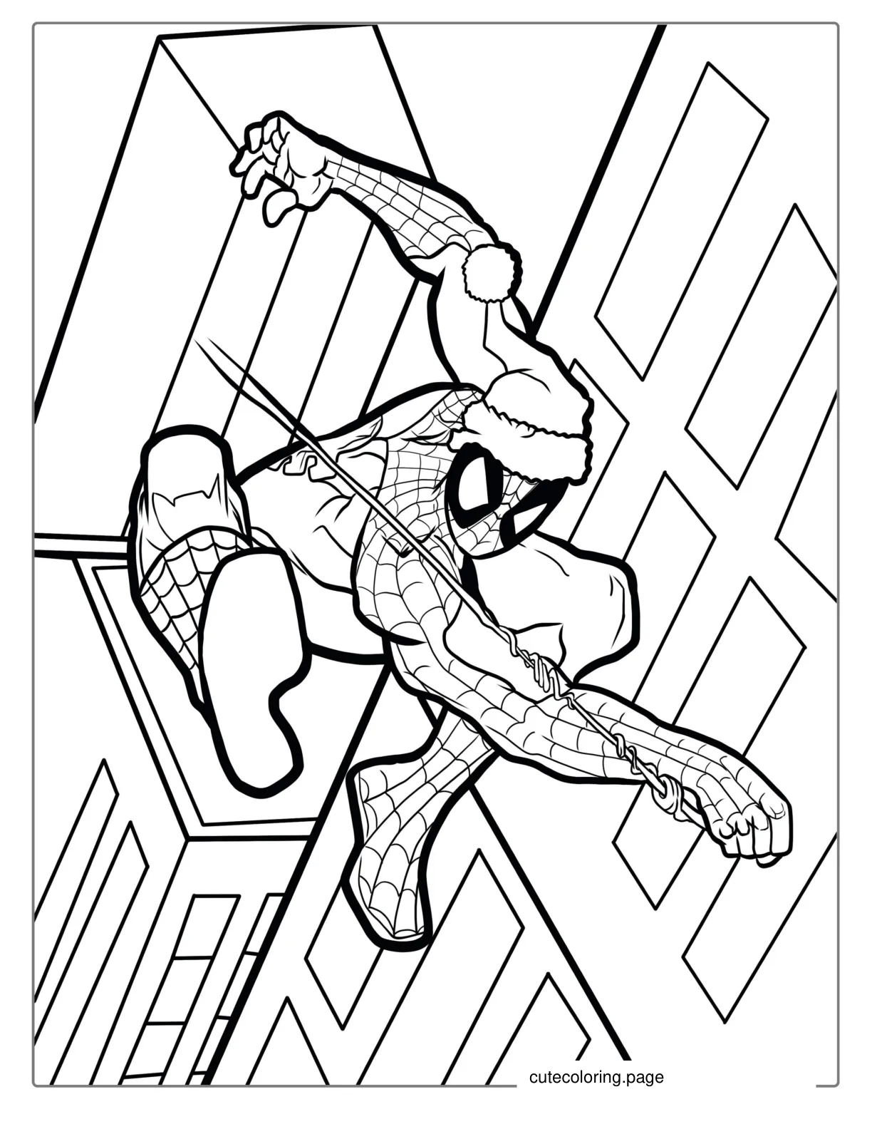 Merry Christmas Spider Man With Santa Hat coloring page