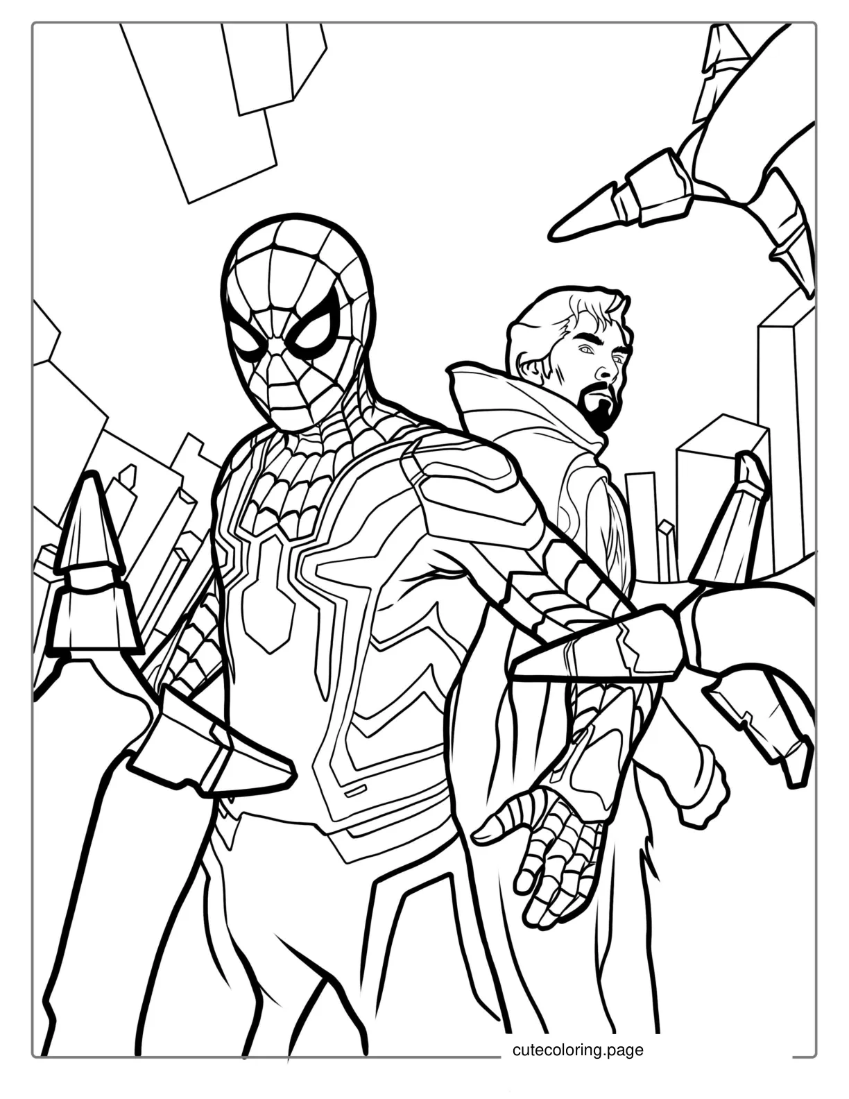 Spider Man And Doctor Strange Coloring Sheet coloring page