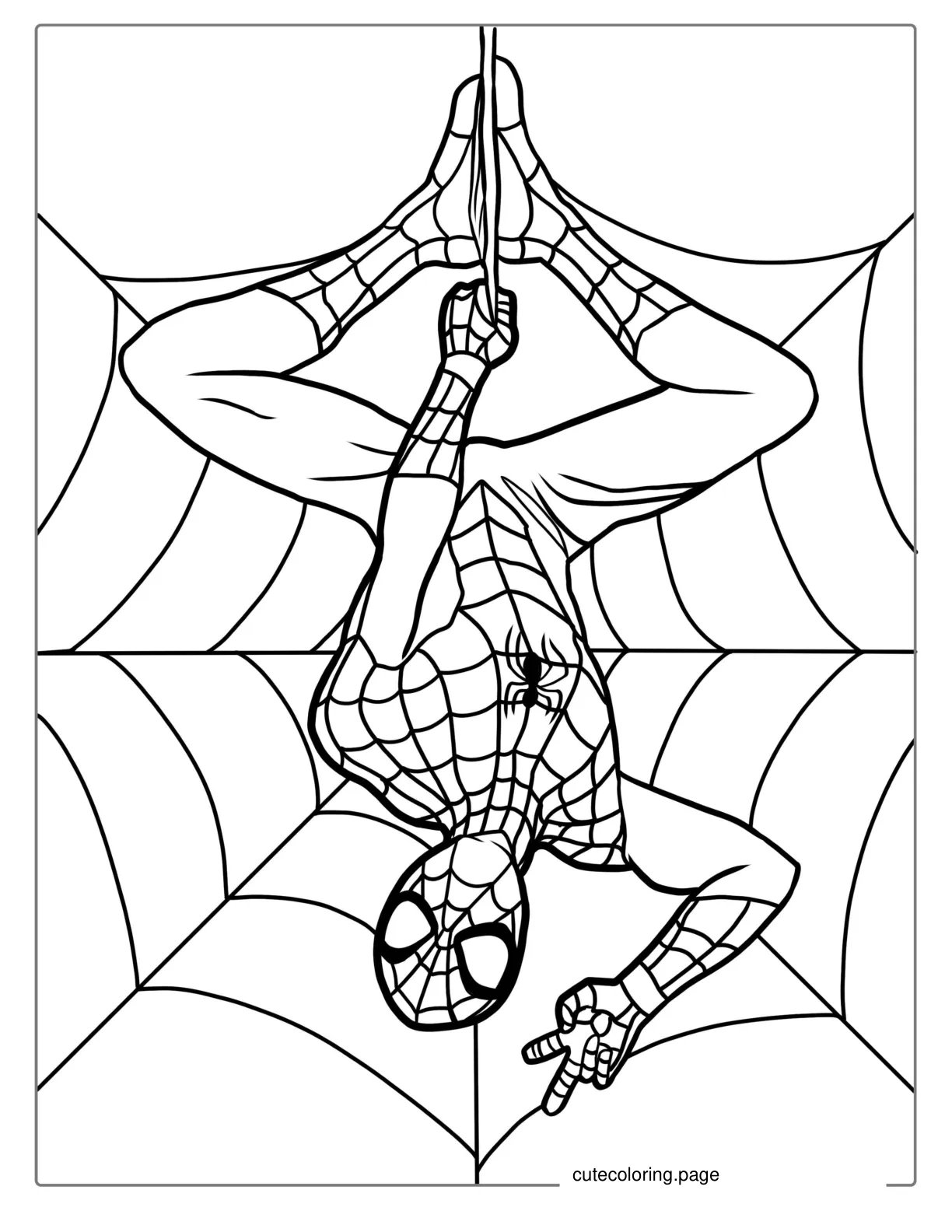 Spider Man Hanging Upside Down Coloring Sheet coloring page