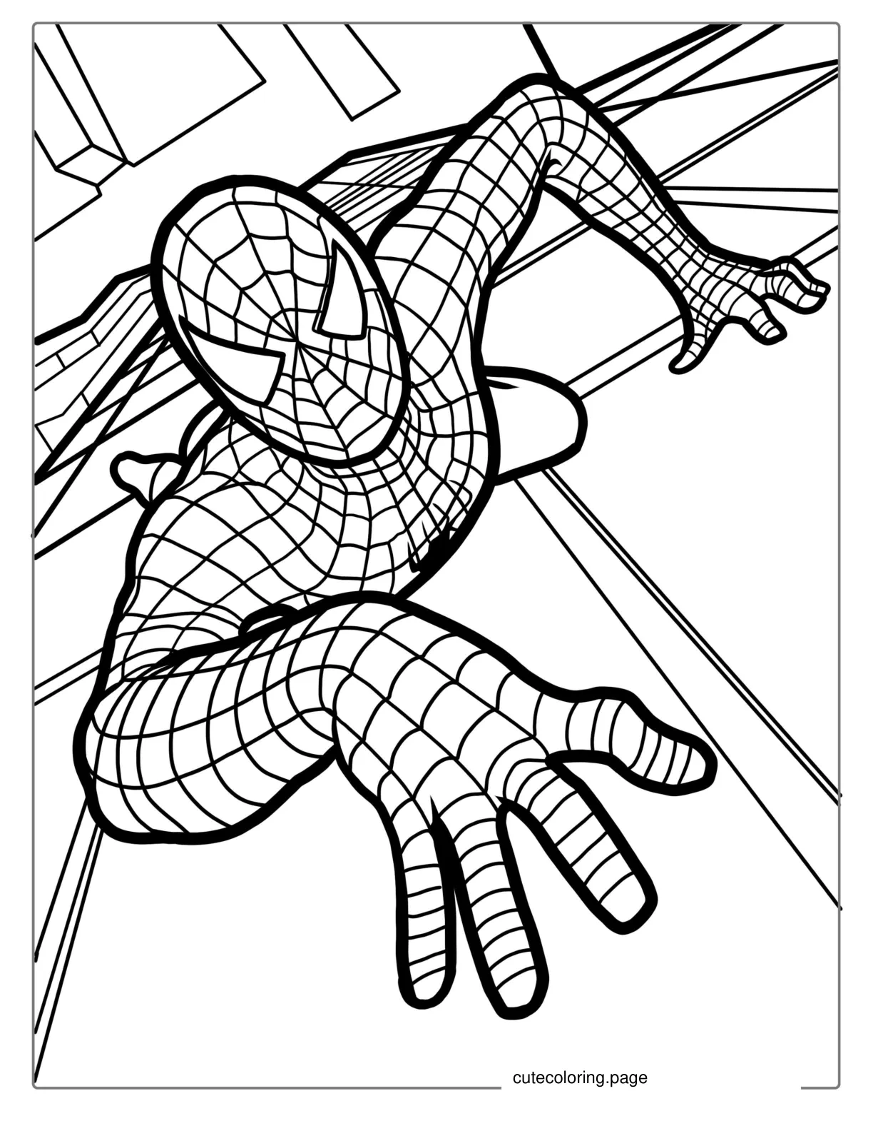 Spider Man Scaling Skyscraper Coloring Page coloring page