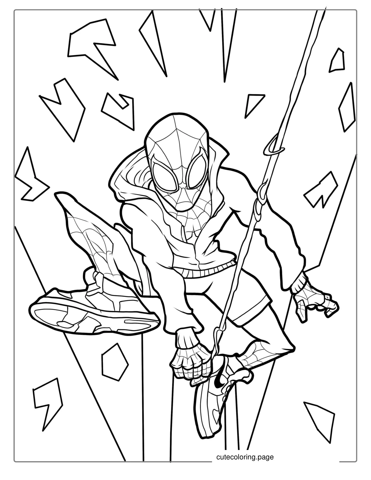 Spider Verse Spider Man With Web Shooter coloring page