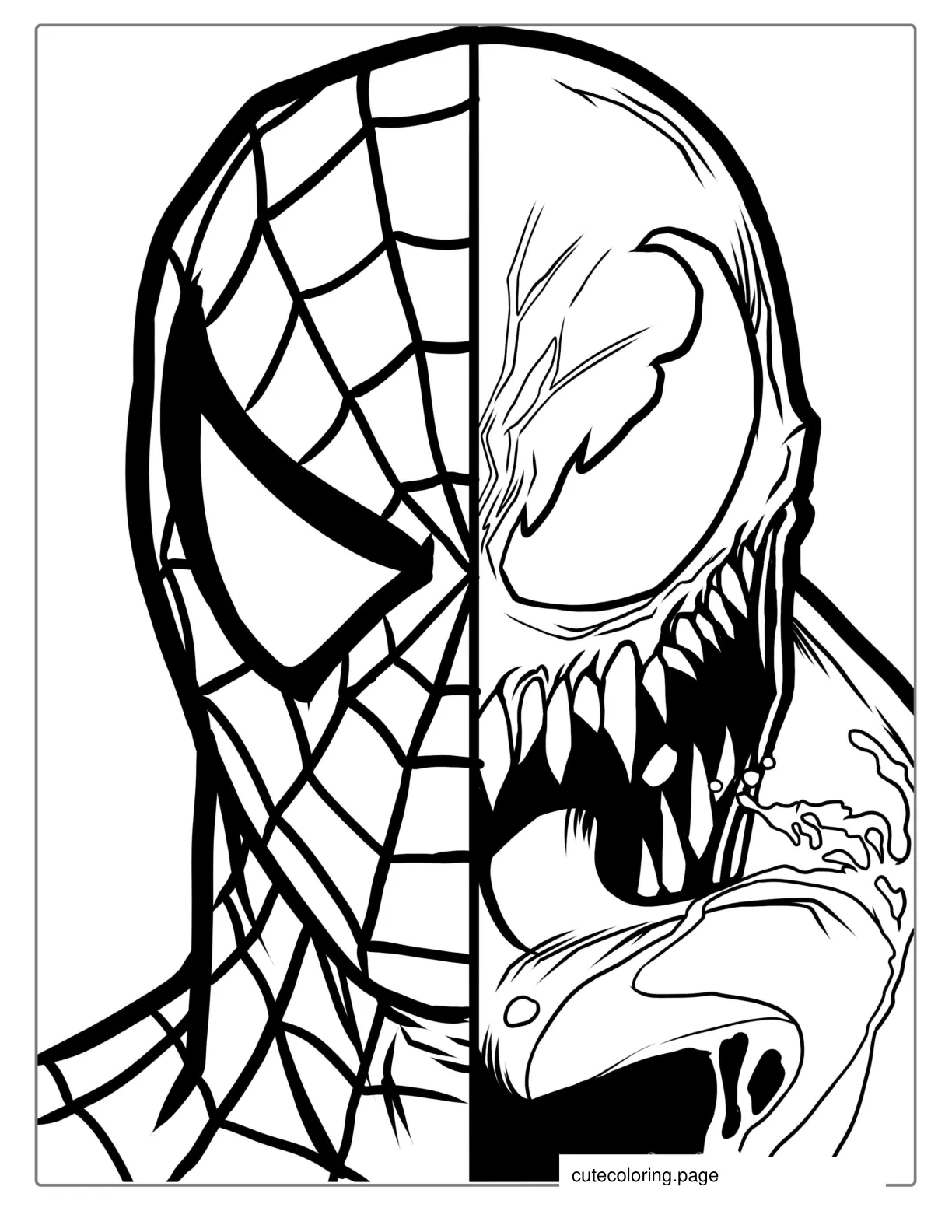 Venom And Spider Man Detailed Coloring Page coloring page