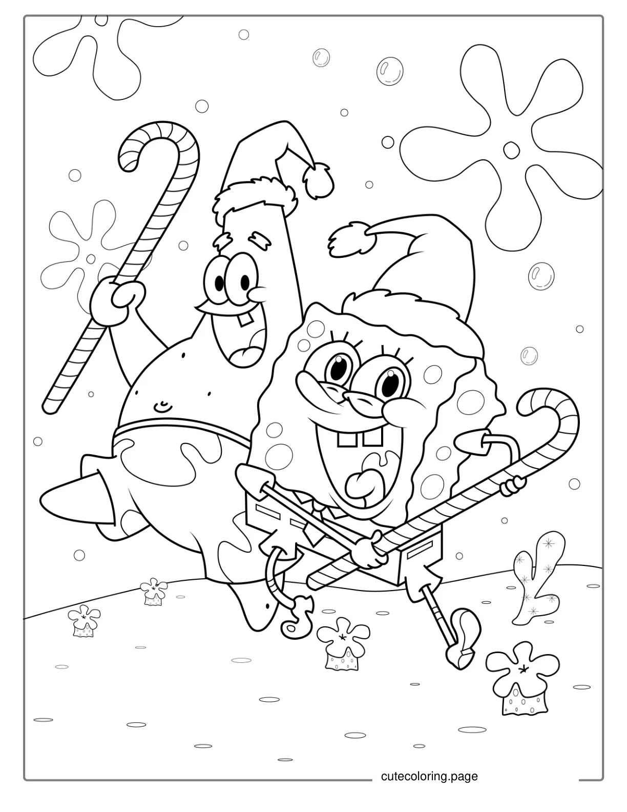 Christmas Themed SpongeBob Coloring Page coloring page