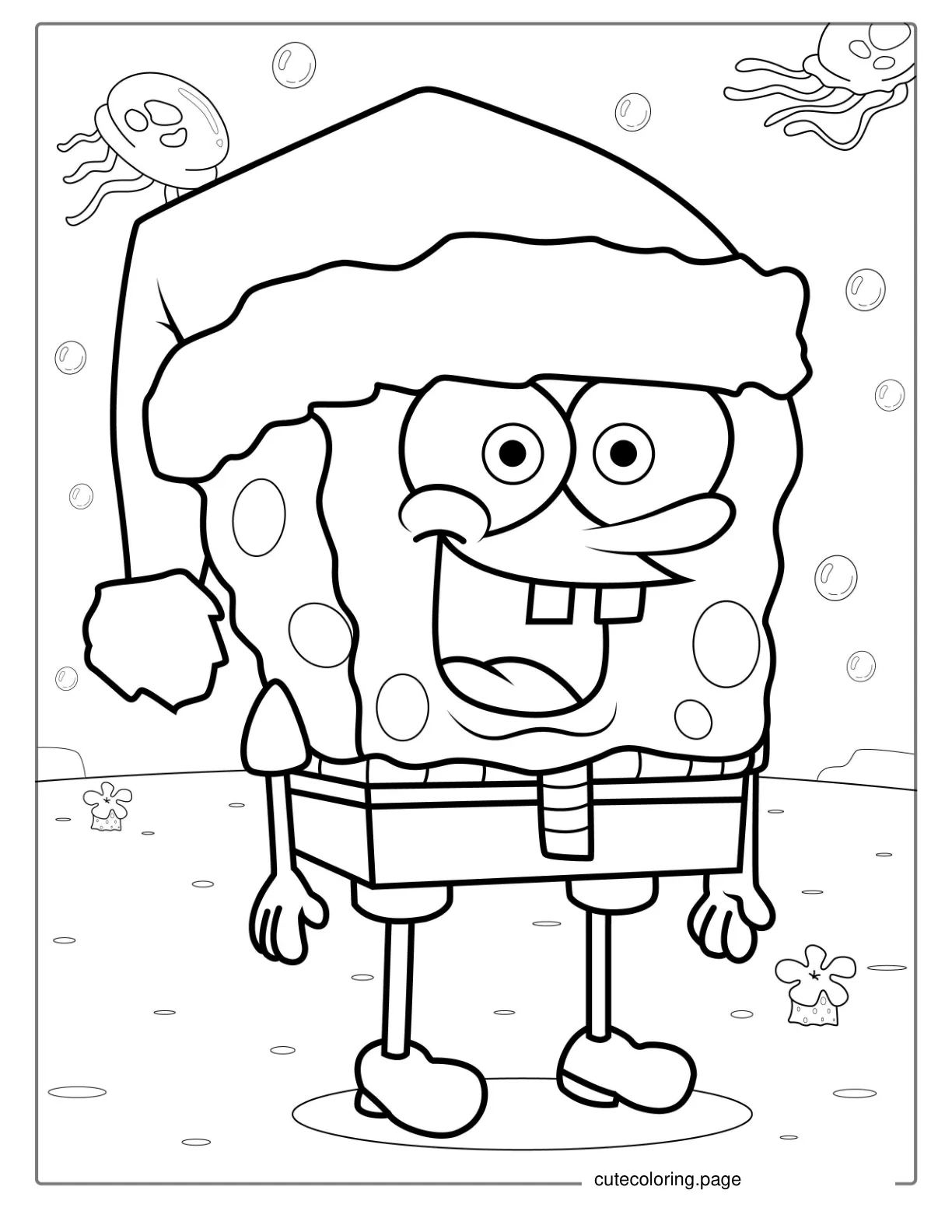 Easy Outline Of SpongeBob To Color For Kids coloring page