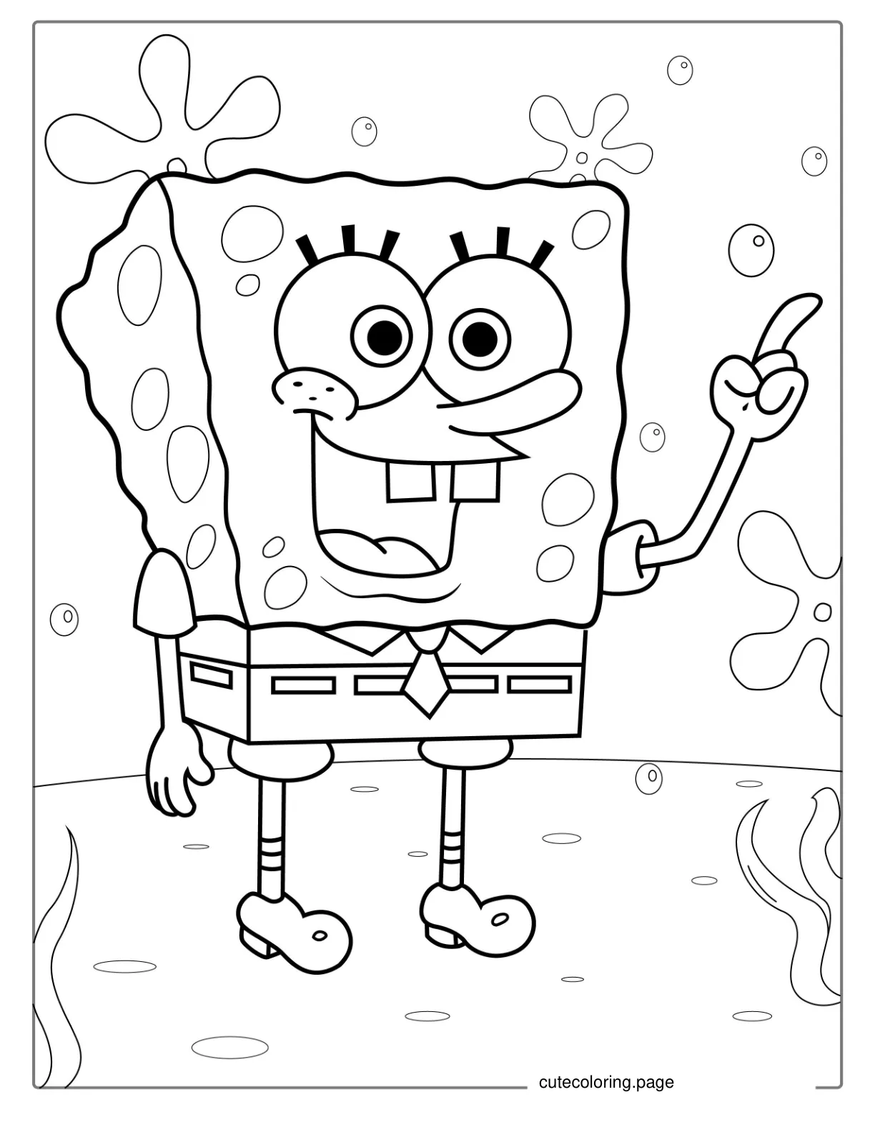 Easy SpongeBob SquarePants Coloring Page For Kids coloring page