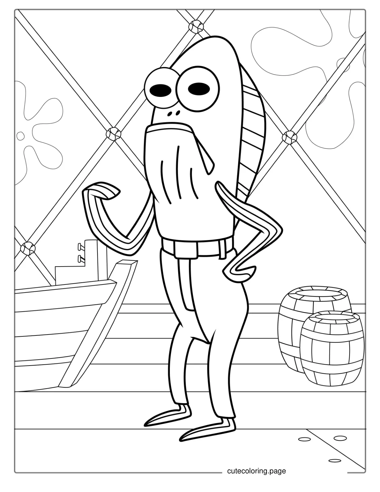 Fish Character From SpongeBob Tv Show To Color coloring page