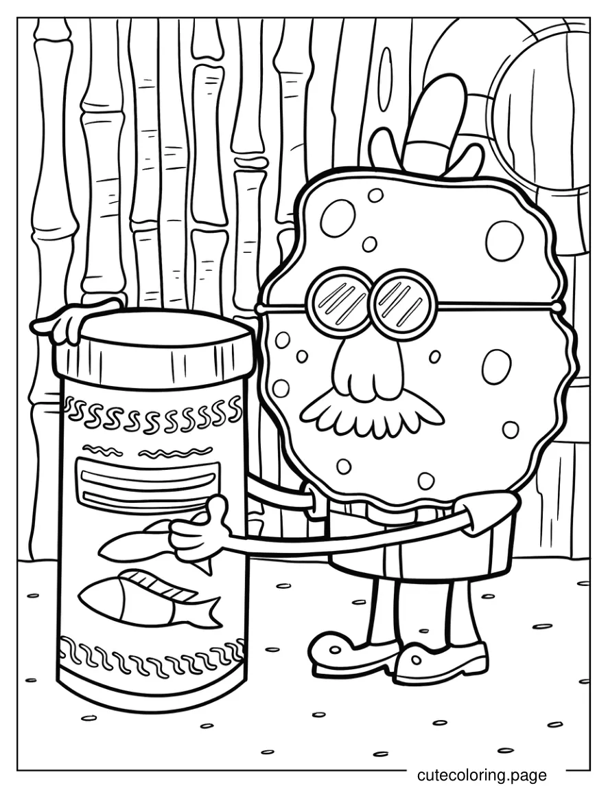 Harold SquarePants Holding Bottle Coloring Sheet coloring page