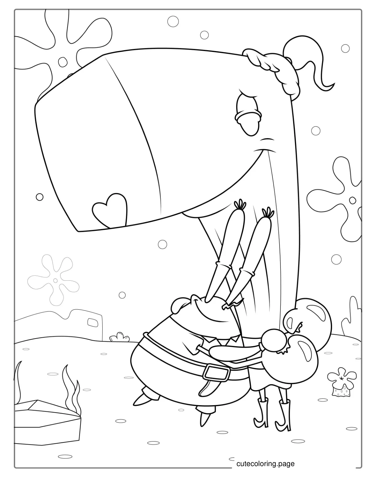 Mr Krabs Hugging Pearl Coloring Sheet coloring page