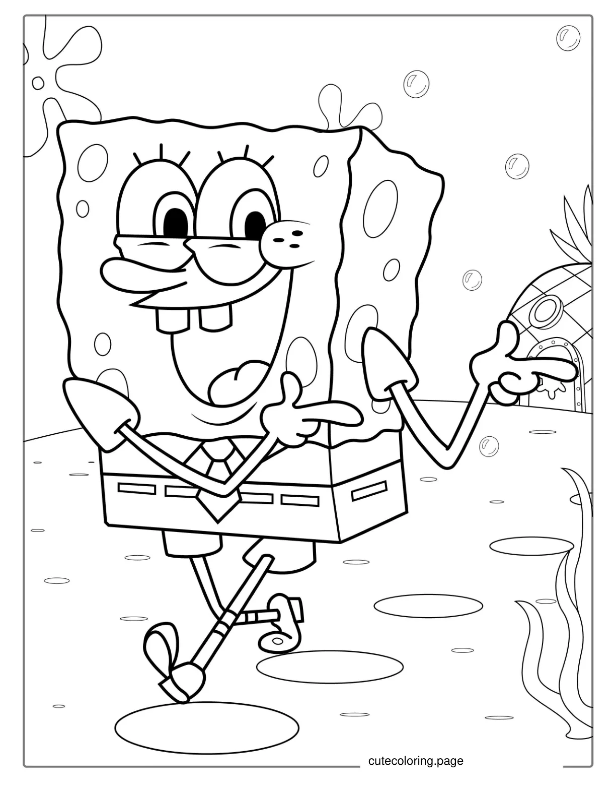 SpongeBob With Pointing Fingers To Color coloring page