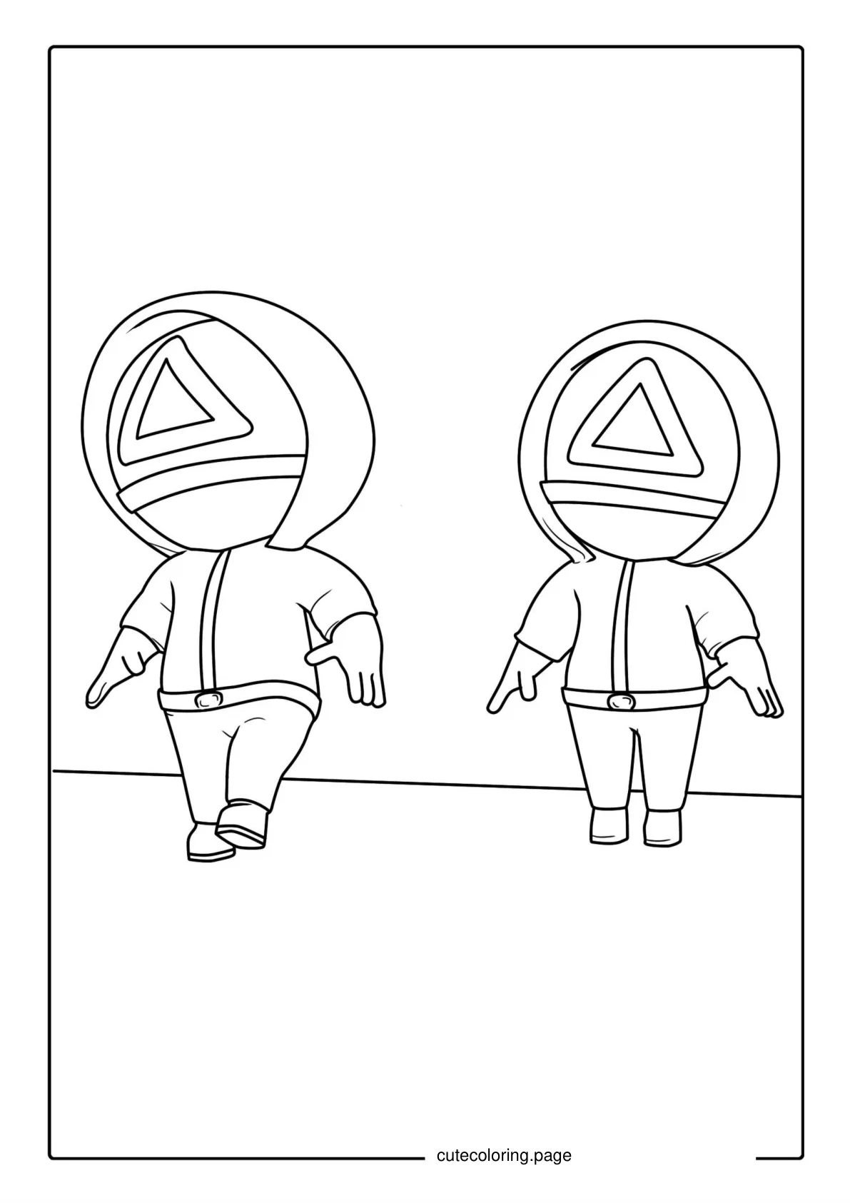 Cute Squid Game Guards Coloring Page coloring page