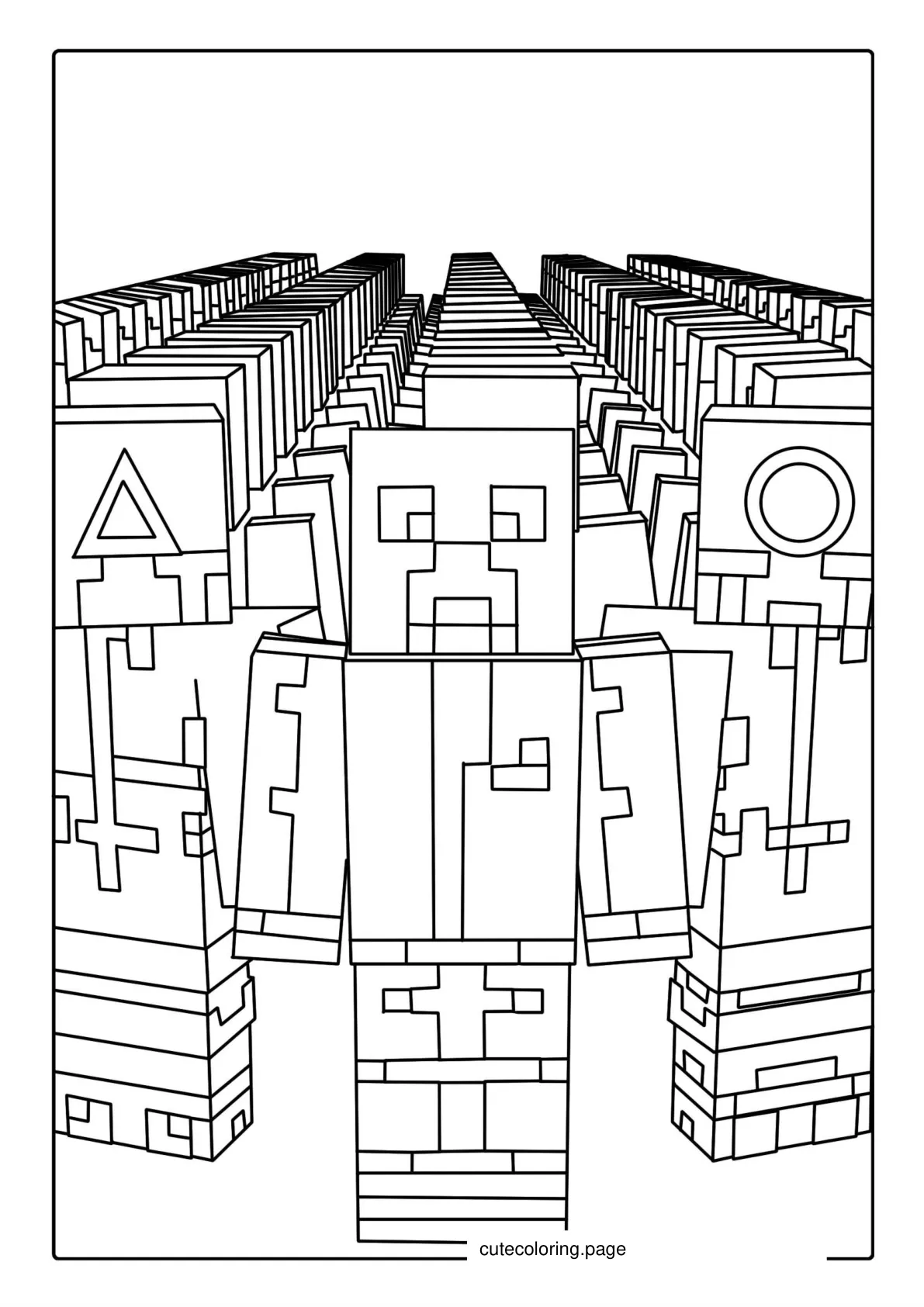 Minecraft Squid Game Coloring Sheet coloring page