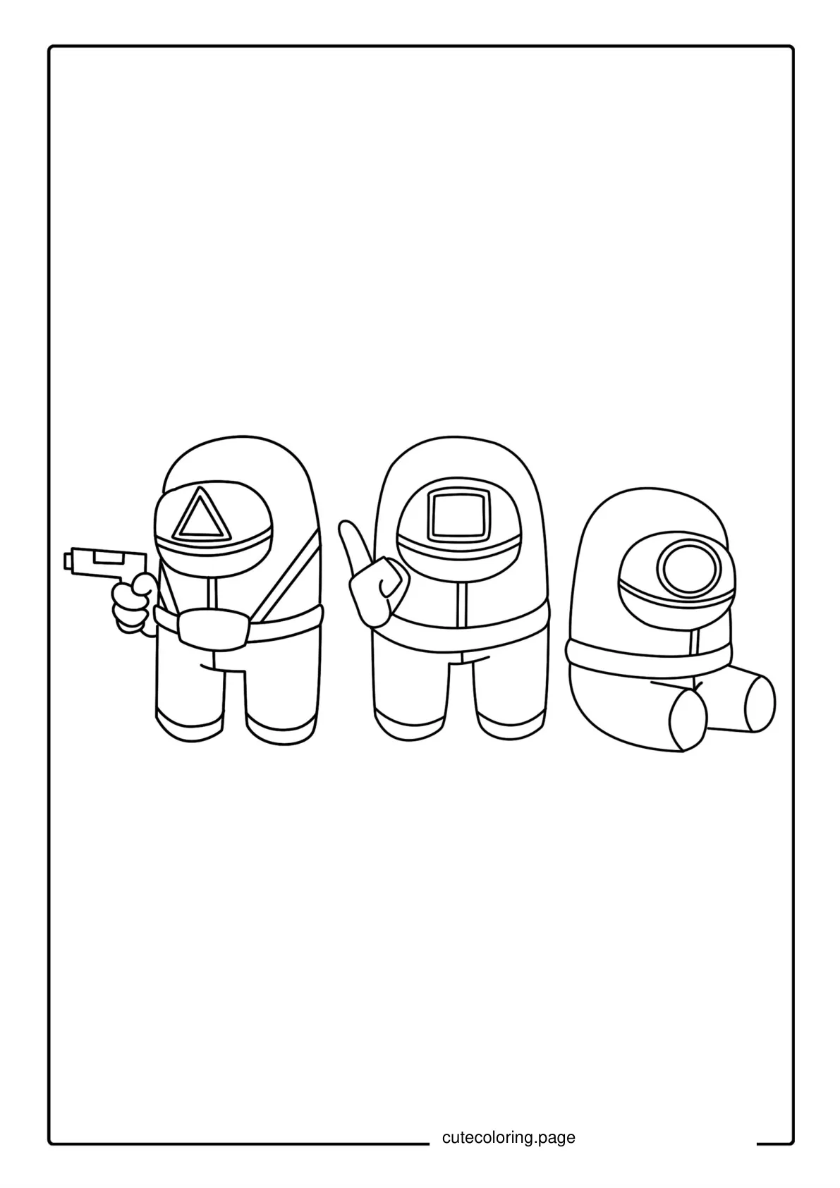 Squid Game Among Us Coloring For Kids coloring page