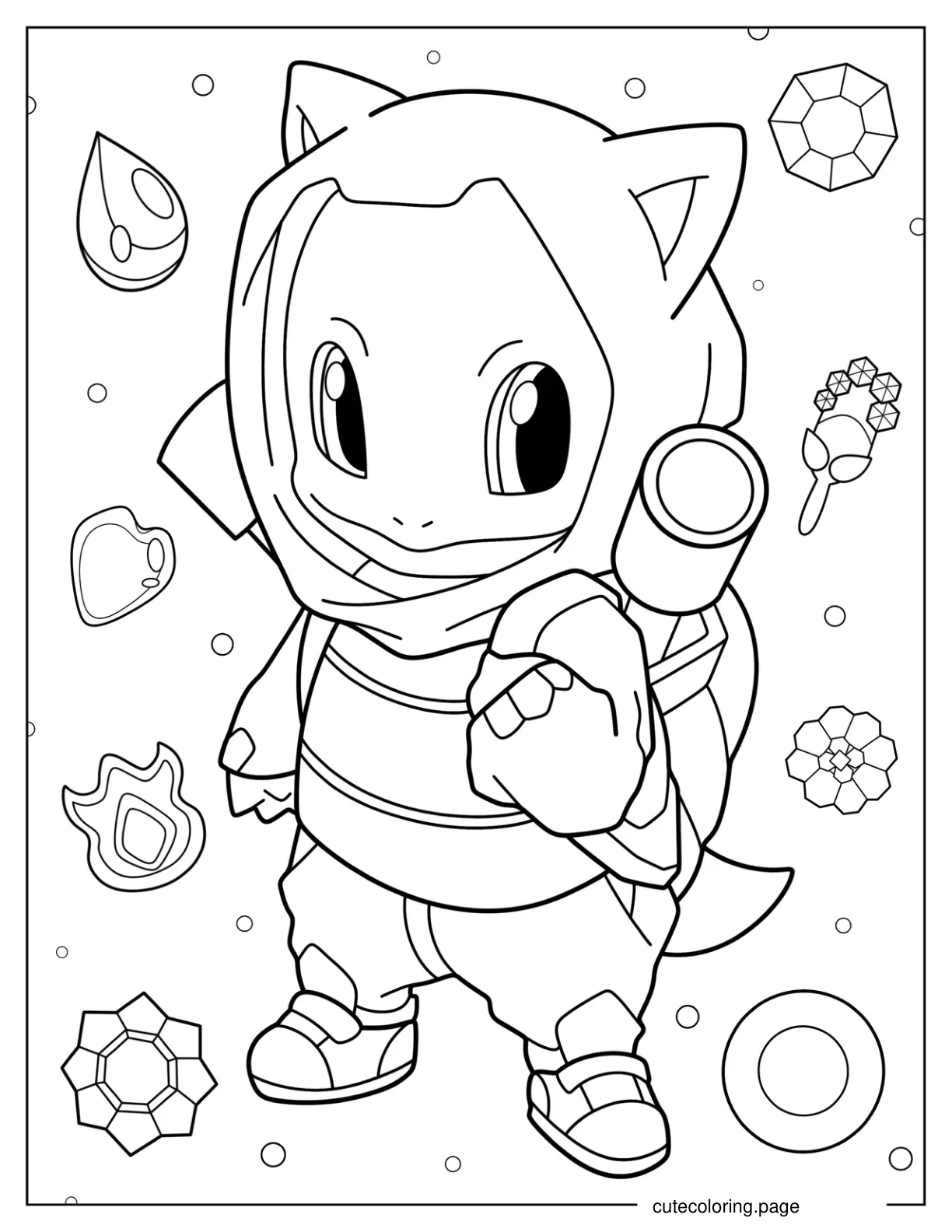 Baby Squirtle In Blastoise Costume coloring page