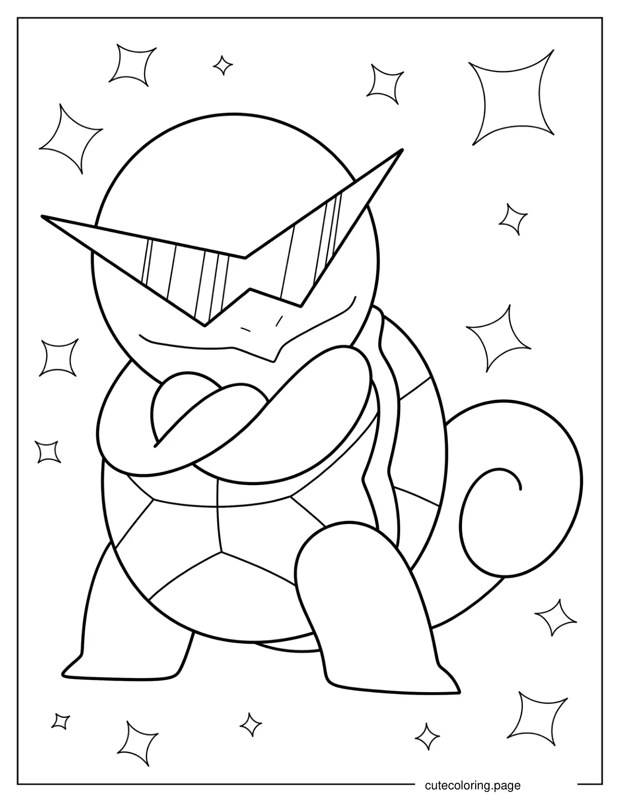 Cool Squirtle Squad Member With Arms Crossed coloring page