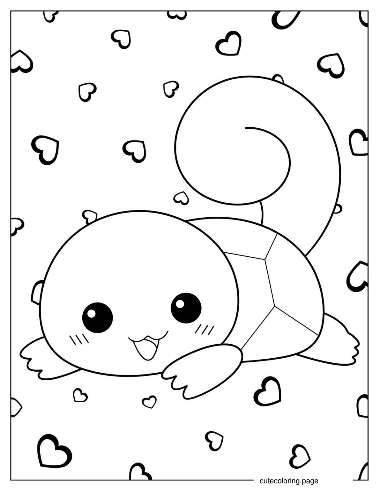 Kawaii Squirtle Coloring Page For Kids coloring page